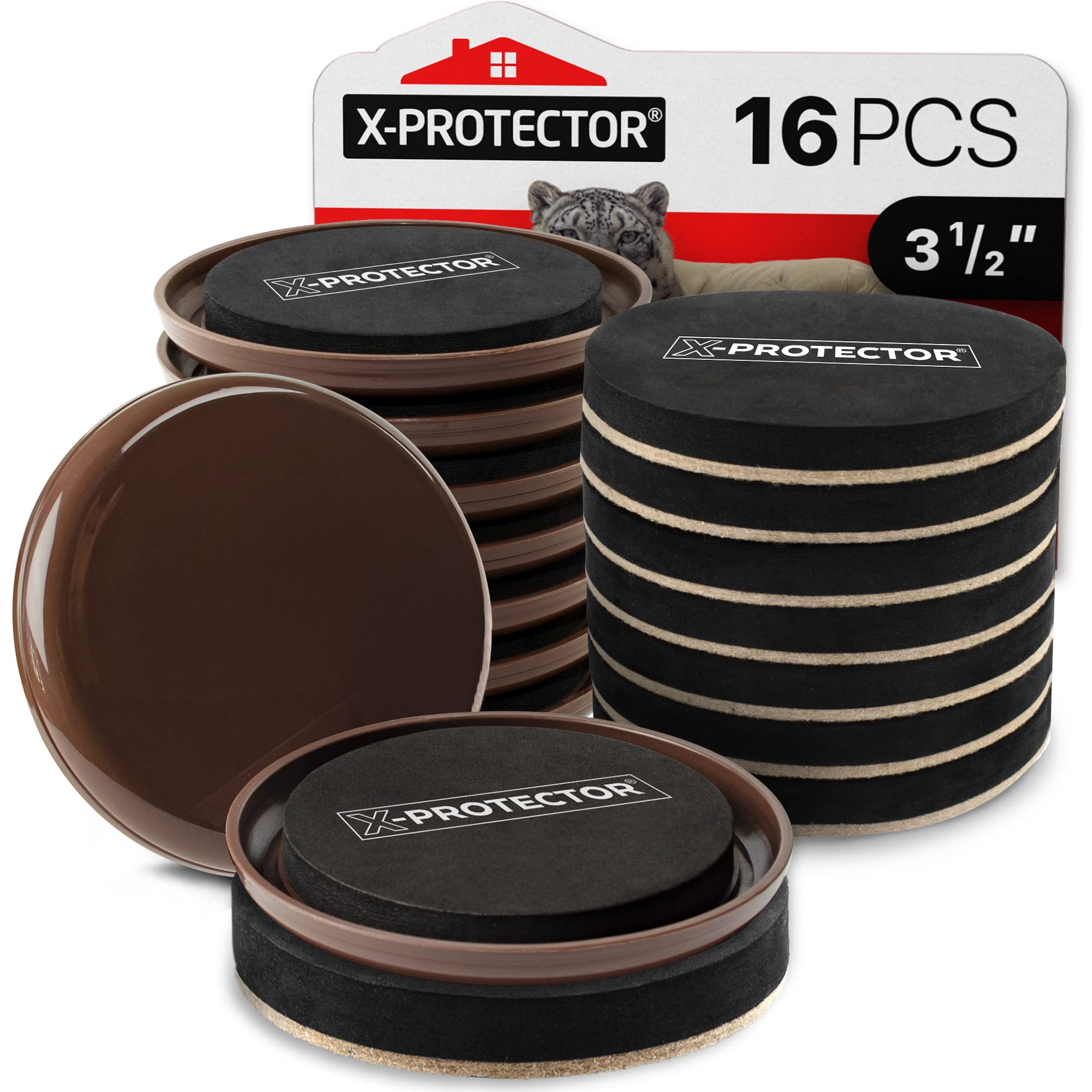 X-PROTECTOR 16-Piece Heavy Duty Furniture Sliders Set - Reusable Moving Pads for Hardwood Floors & All Floor Types - Felt Furniture Movers for Easy & Safe Relocation - Perfect for Home, Office & Apartment Moving