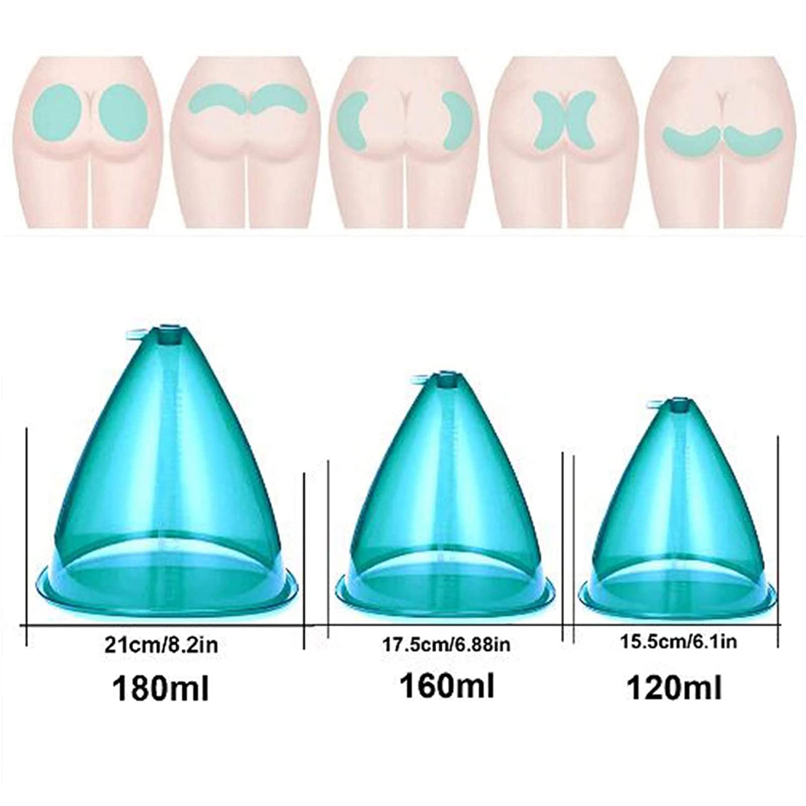 180ml Vacuum Cupping Therapy Set - 6pcs Butt Lifting Suction Cups with Y-Hose for Body Sculpting, Cellulite Reduction & Pain Relief - Perfect for Home Spa, Massage Therapy & Beauty Treatments