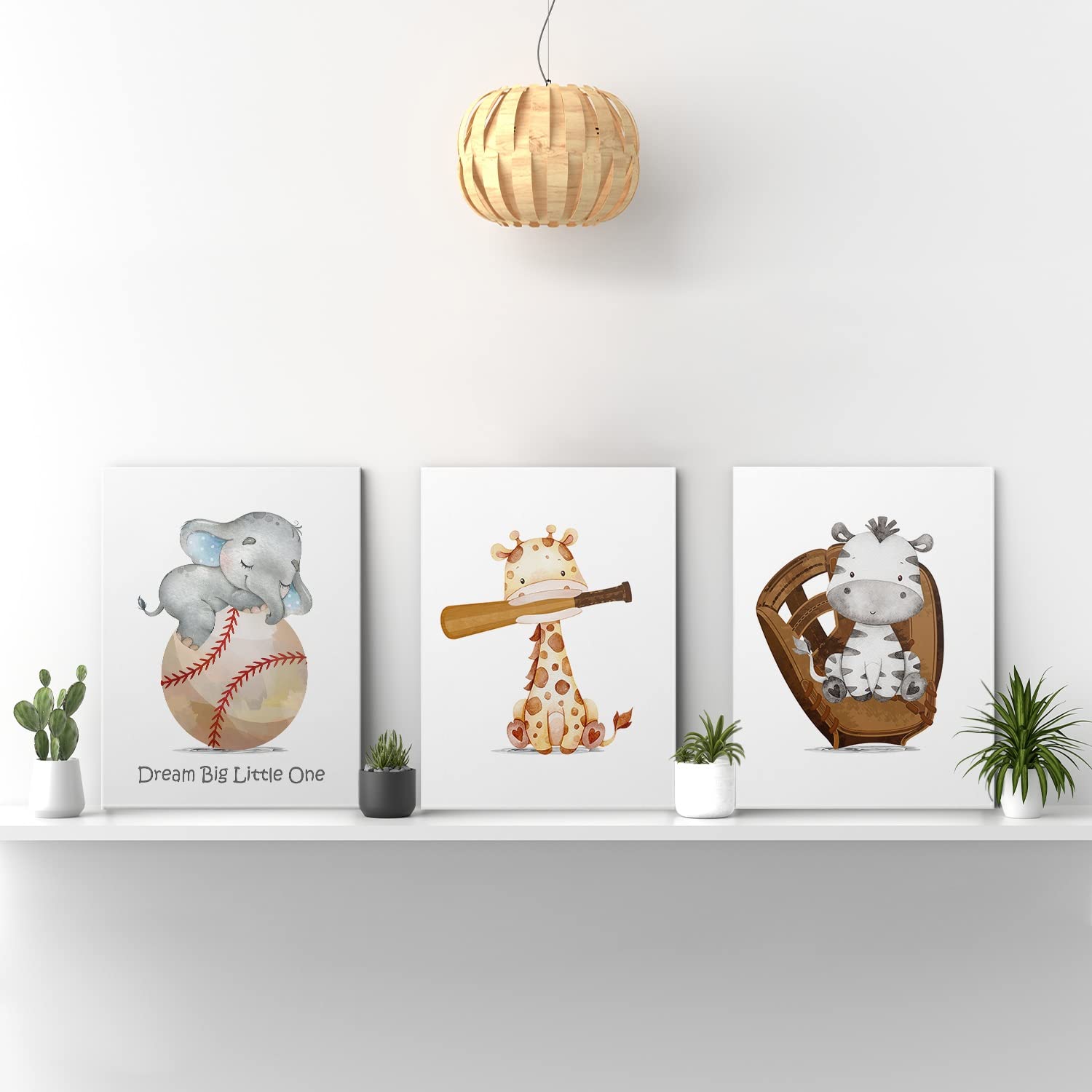 GUBIYU Baseball Nursery Decor Set of 3 - Sports Themed Canvas Wall Art for Baby Boy's Room (16