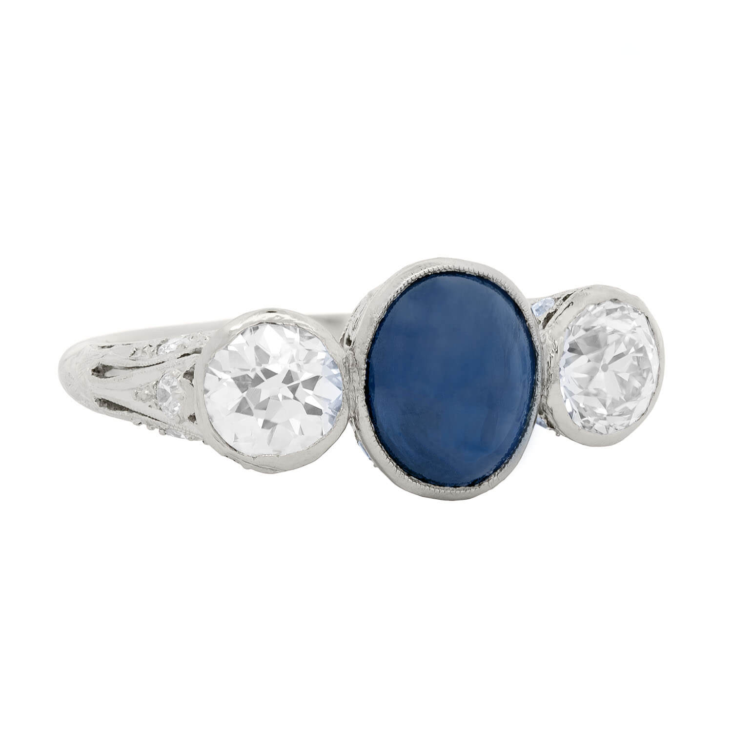 Exquisite Edwardian 3 Stone Platinum Ring with 1.50ct Sapphire & 1ctw Mine Cut Diamonds - Vintage Engagement Ring, Anniversary Gift for Her, Wedding Jewelry