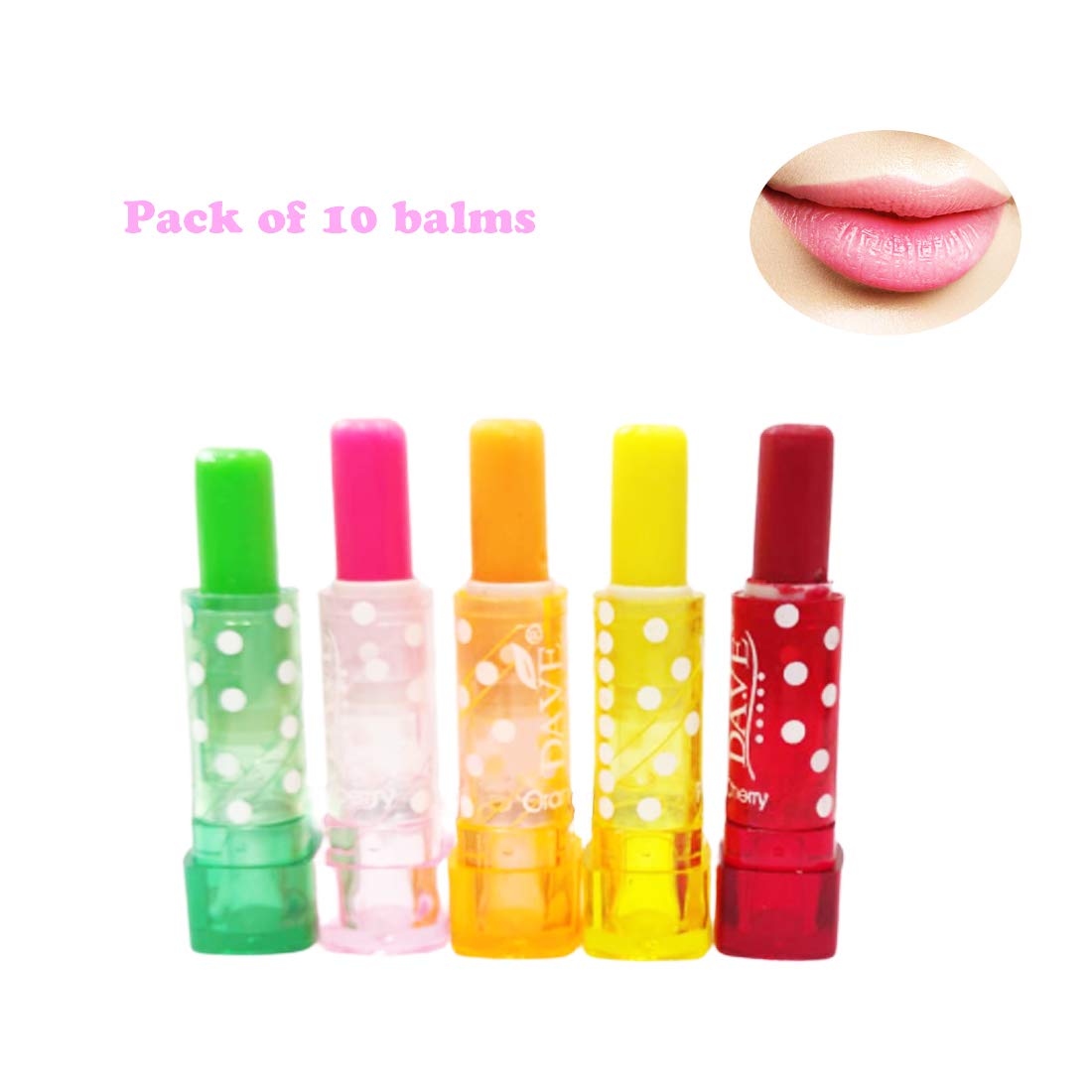 DA.VE New Trending Lip Balm Set of 10 (10g Each) - Moisturizing & Nourishing Lip Care for Dry Lips | Variety Pack with 10 Colors | Perfect for Daily Use, Gifts & Travel