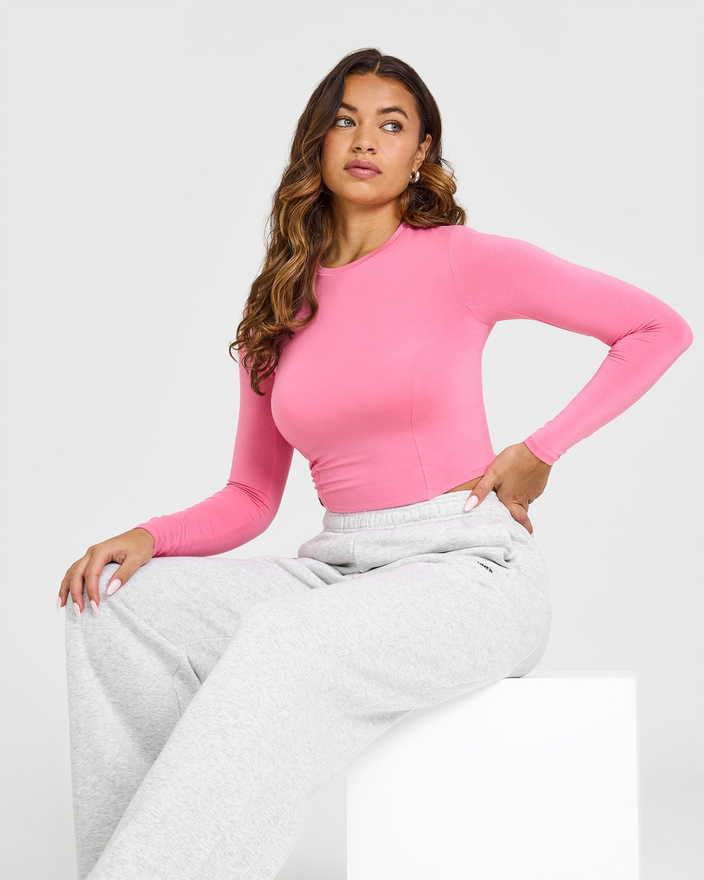 Mellow™ Soft Mid Long Sleeve Women's T-Shirt - Peony Pink | Comfortable Casual Wear for Everyday Outfits & Layering