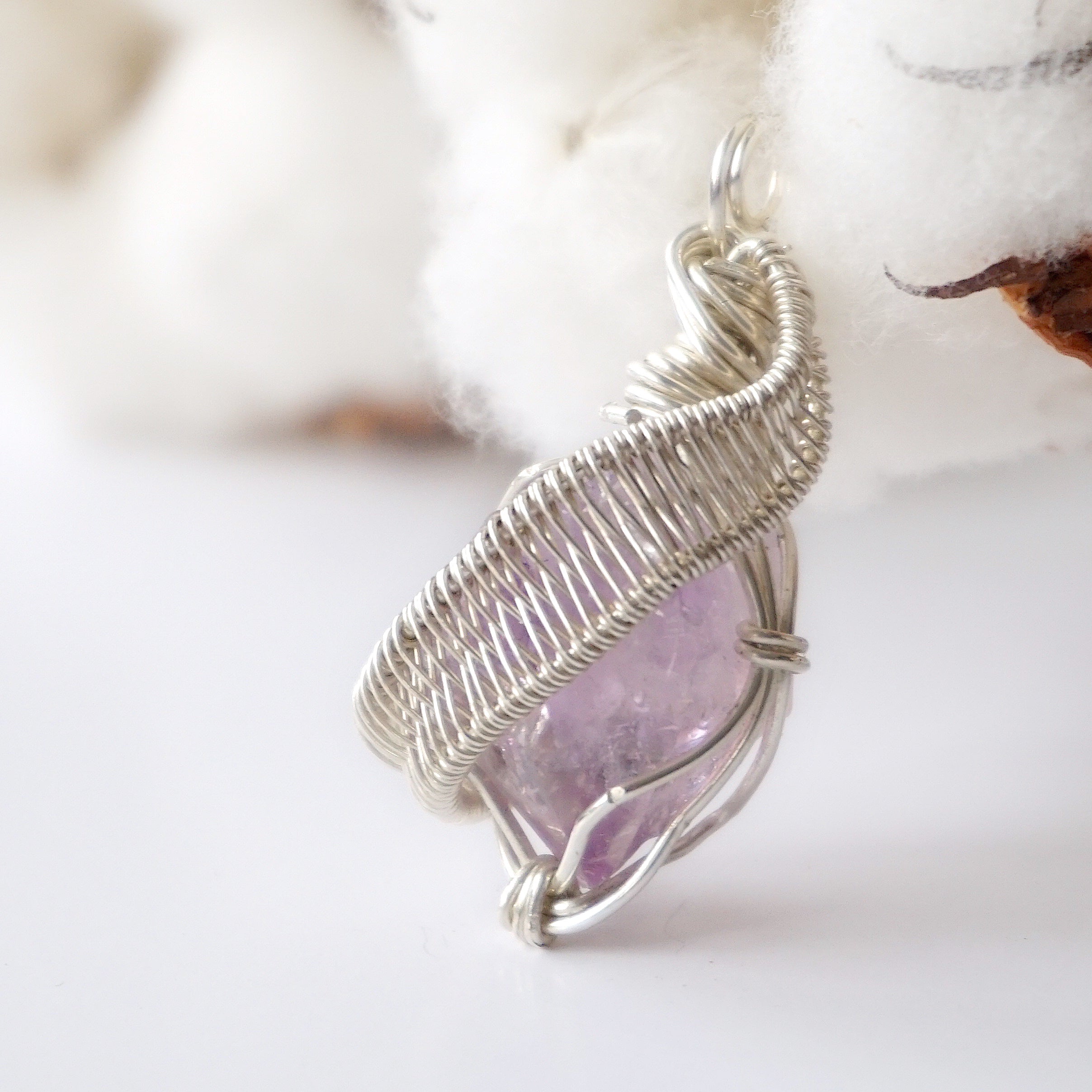Natural Raw Amethyst Pendant Necklace in Sterling Silver 925 - Healing Crystal Jewelry for Women, Spiritual Gift & Everyday Wear