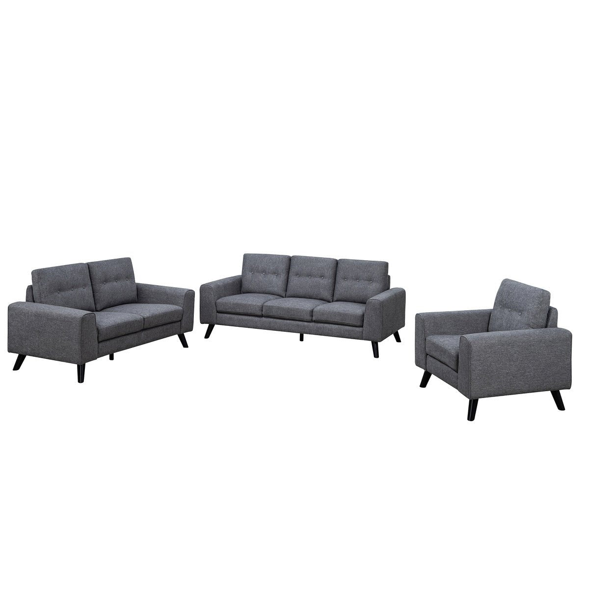 Mid Century Modern Grey Loveseat Sofa - Small Space Living Room Furniture for Apartments & Cozy Spaces