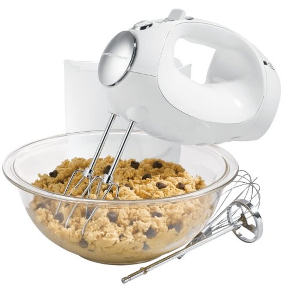 Hamilton Beach 62675 250-Watt Power Hand Mixer - 5 Speed Electric Handheld Mixer with Stainless Steel Beaters - Perfect for Baking Cakes, Cookies, Whipping Cream & Mixing Dough