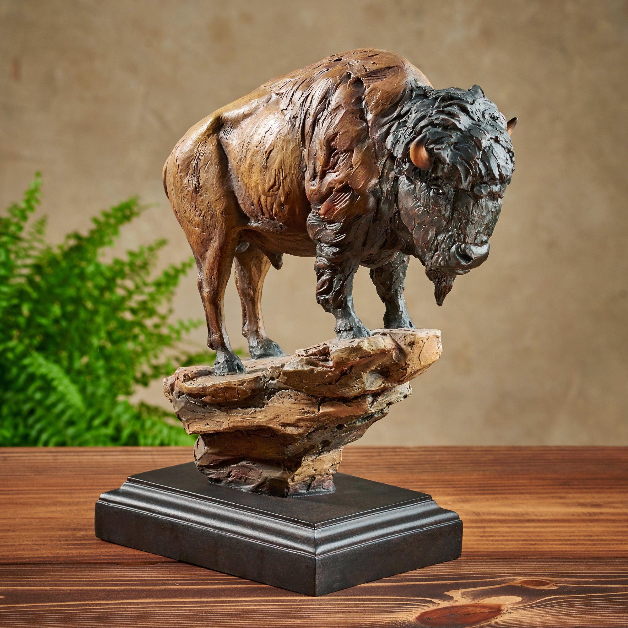 El Patron Bison Sculpture - Handcrafted Bison Statue for Home & Office Decor - Perfect for Western Theme, Ranch, or Cabin Decorating