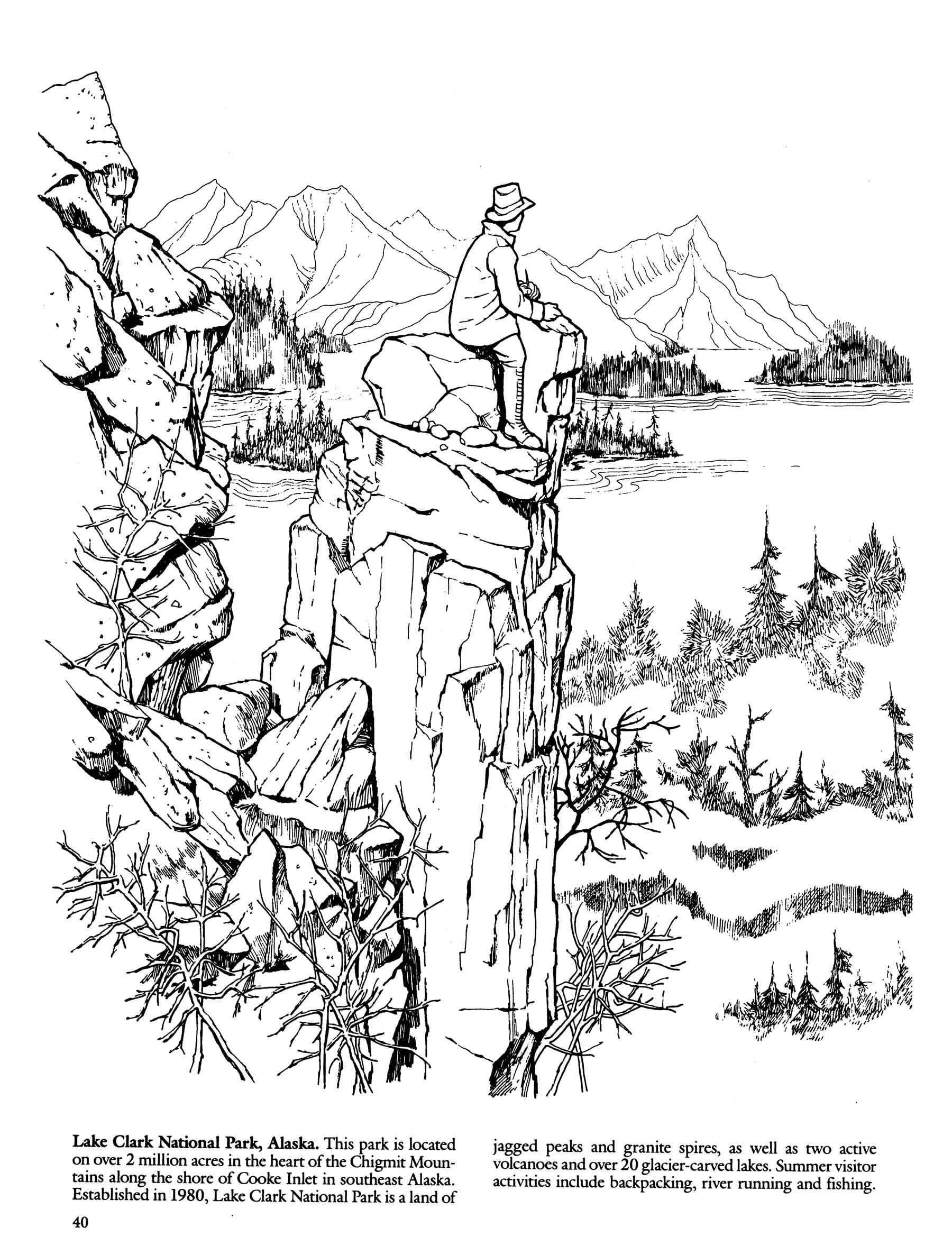 **National Parks Coloring Book for Adults & Kids - Dover Nature Coloring Book with Scenic Landscapes, Wildlife & Plants - Perfect for Relaxation, Travel & Education**