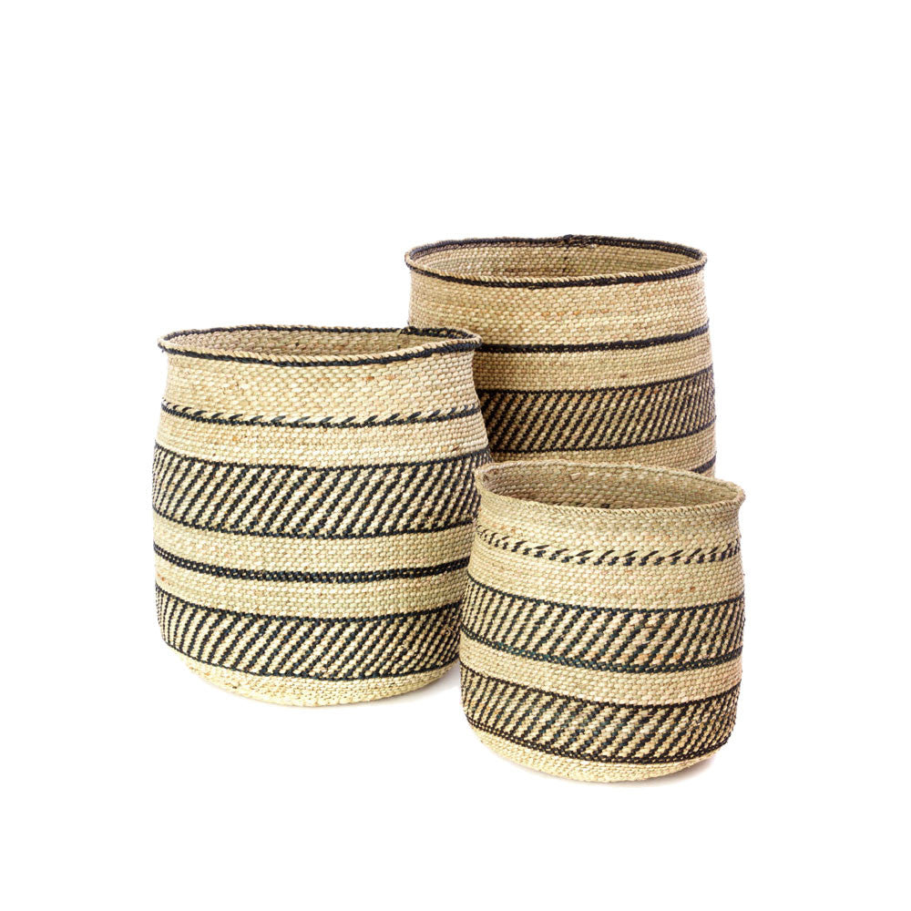 Handwoven African Iringa Storage Basket - Black | Natural Fiber Organizer for Home Decor, Laundry, Toys & Blankets | Eco-Friendly Woven Basket for Living Room, Bedroom & Nursery Organization