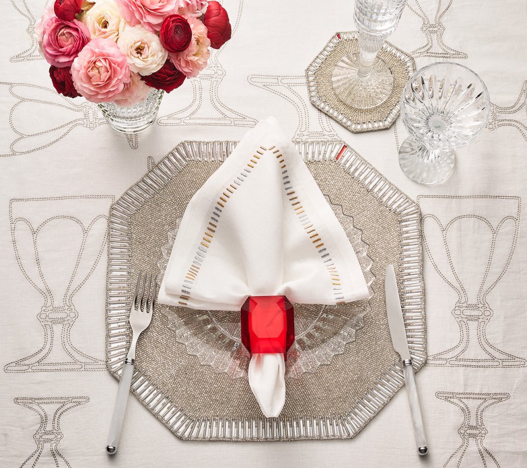 Elegant White & Silver Harcourt Tablecloth - Premium Dining Table Cover for Weddings, Parties & Holiday Decor