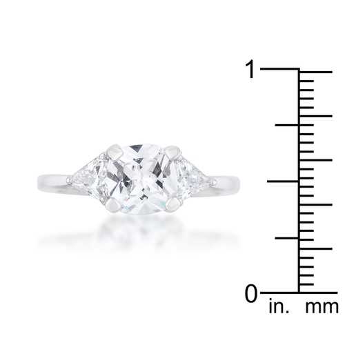 1.8ct Cushion Cut Cubic Zirconia Rhodium Plated Statement Ring for Women - Elegant Wedding, Engagement & Evening Party Jewelry
