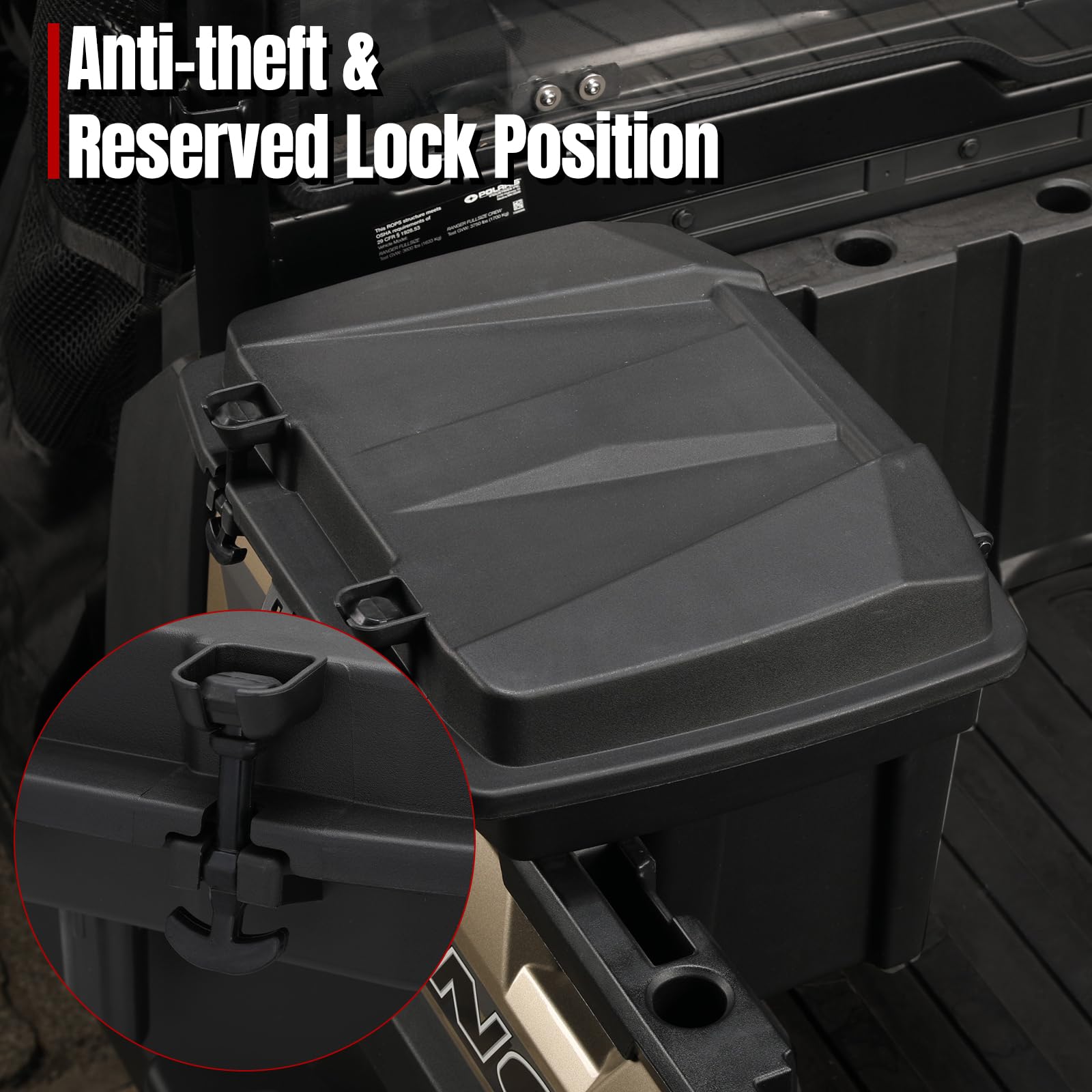 **A & UTV PRO 5.5GAL Bed Storage Box - Heavy-Duty Hard Tool Box (21L) for Polaris Ranger 1000, XP 900, 800, 700, 570, 500 & General 1000 - Secure Cargo Organizer for Off-Road Adventures & Work Accessories**