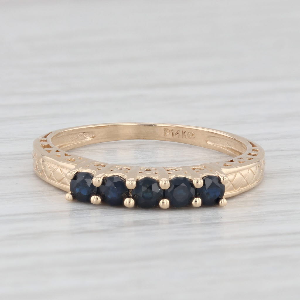 0.50ctw Blue Sapphire Ring 14k Yellow Gold Size 7.5 - Stackable Wedding Band, Anniversary Gift for Her, Perfect for Everyday Wear & Special Occasions