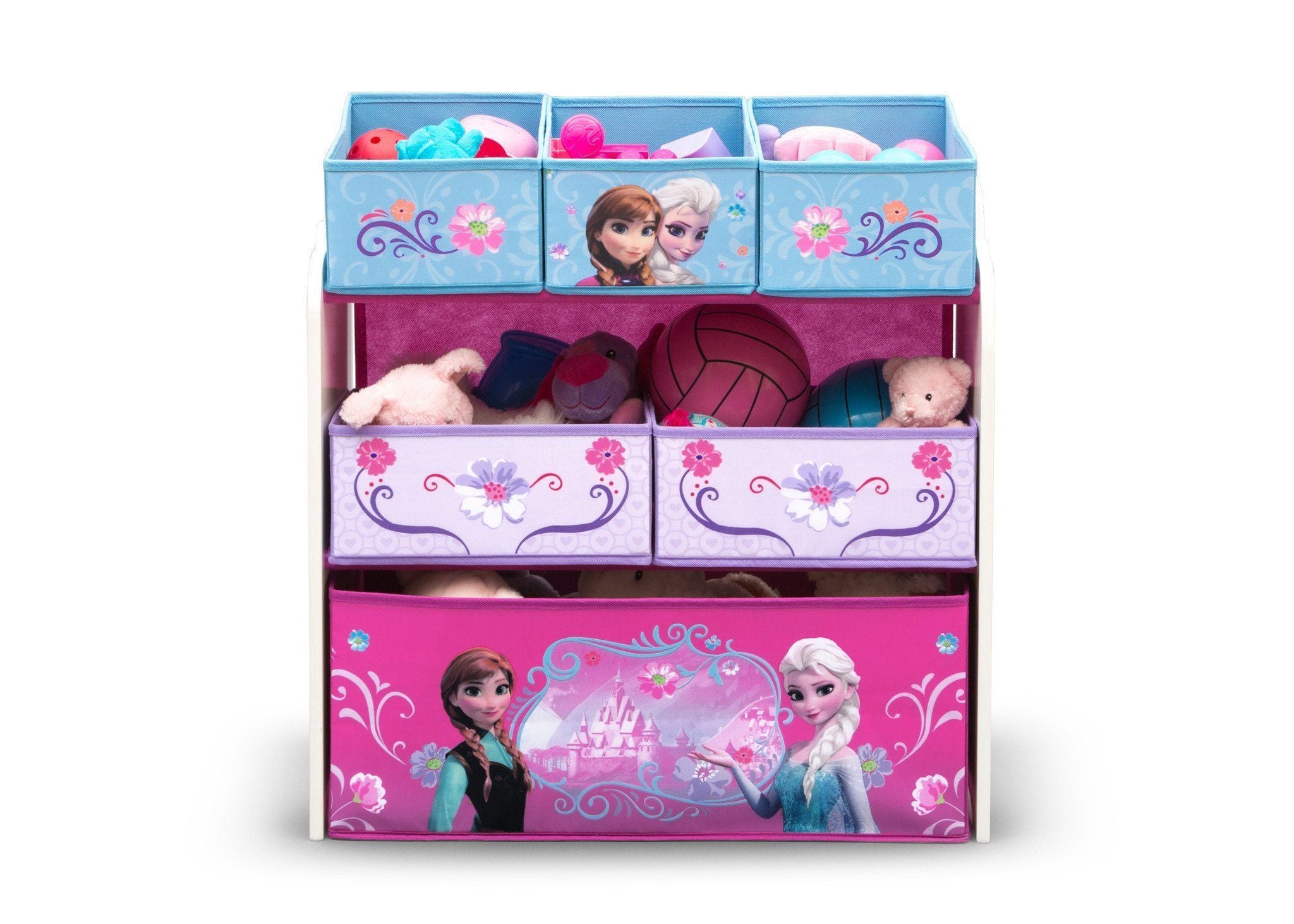 Frozen Themed Multi-Bin Toy Organizer for Kids - Perfect for Bedroom, Playroom & Classroom Storage
