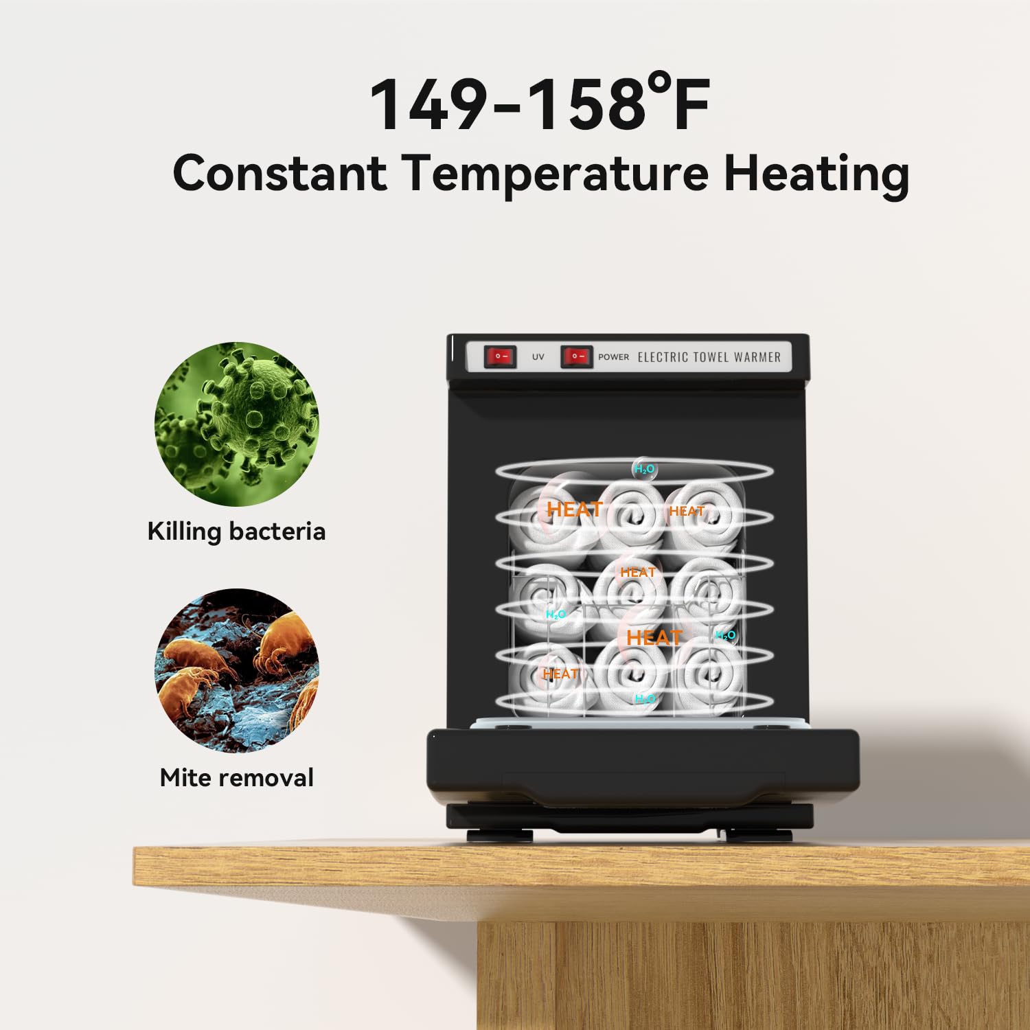 VERYTOP 5L Thermostatic Towel Warmer for Spa & Salon - 2-in-1 Professional Mini Heated Towel Cabinet for Facial Treatments (Black) | Perfect for Home Spa, Beauty Clinics & Massage Therapy