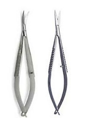 Ophthalmic Surgical Scissors - 2-Pack Noyes Scissors (1 Straight & 1 Curved, 4.5