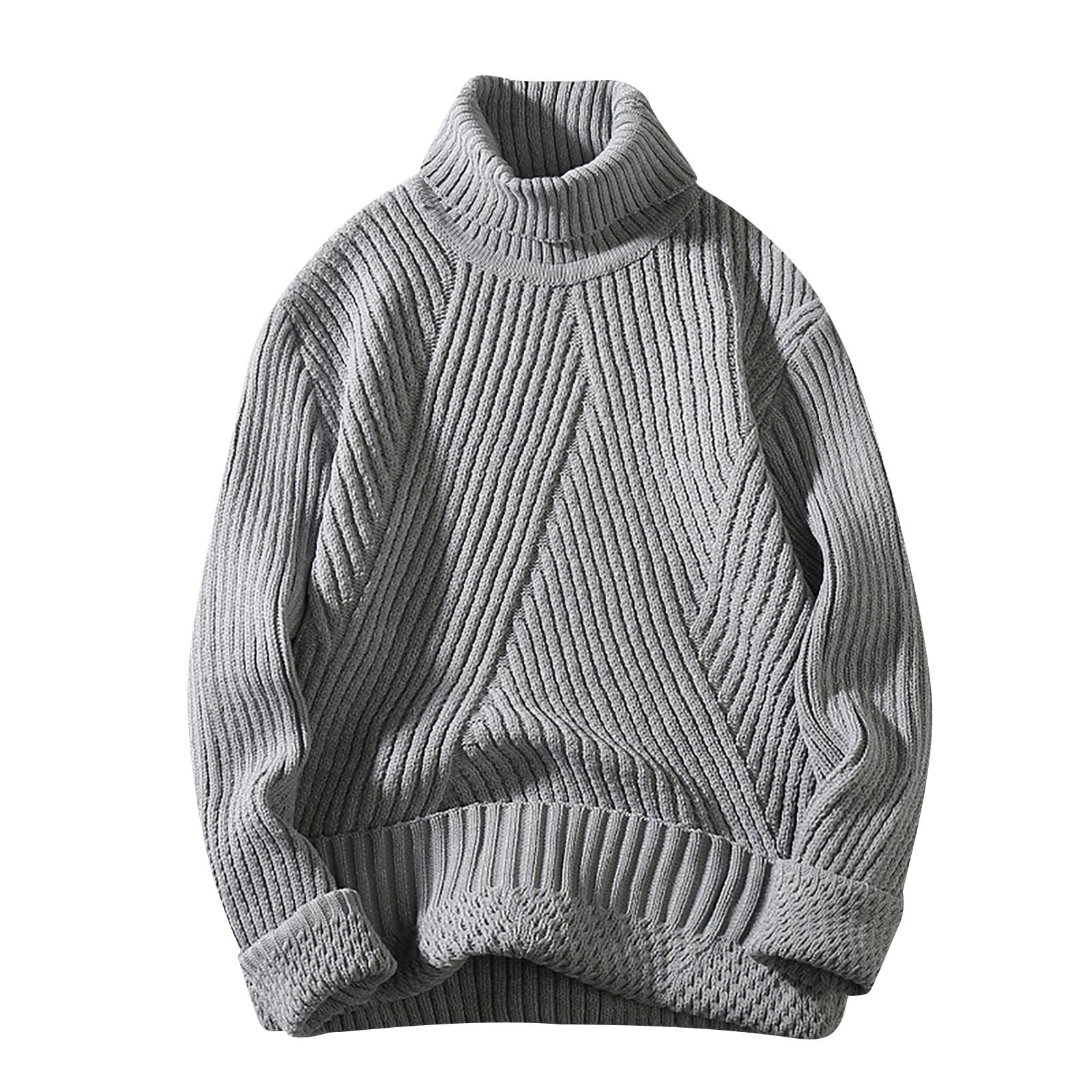 Men's Fashion Turtleneck Sweater - Casual Loose Fit Winter Pullover with Cable Knit Design | Long Sleeve Warm Sweater for Office, Date Night & Holiday Outfits
