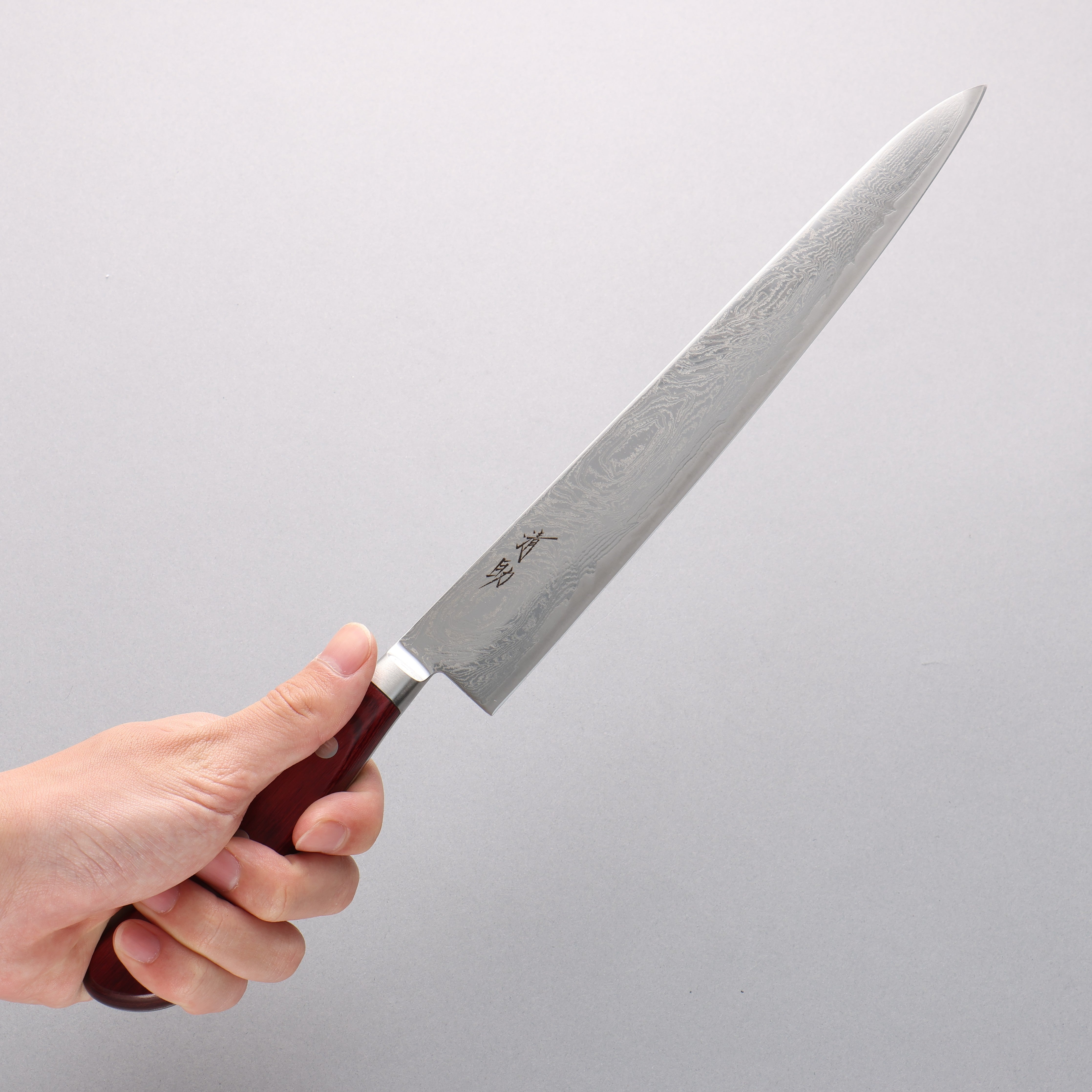 Seisuke Nami AUS10 Damascus Sujihiki Knife 240mm - Mirror Finish, Red Pakkawood Handle - Premium Japanese Slicing Knife for Sushi, Sashimi & Meat Cutting