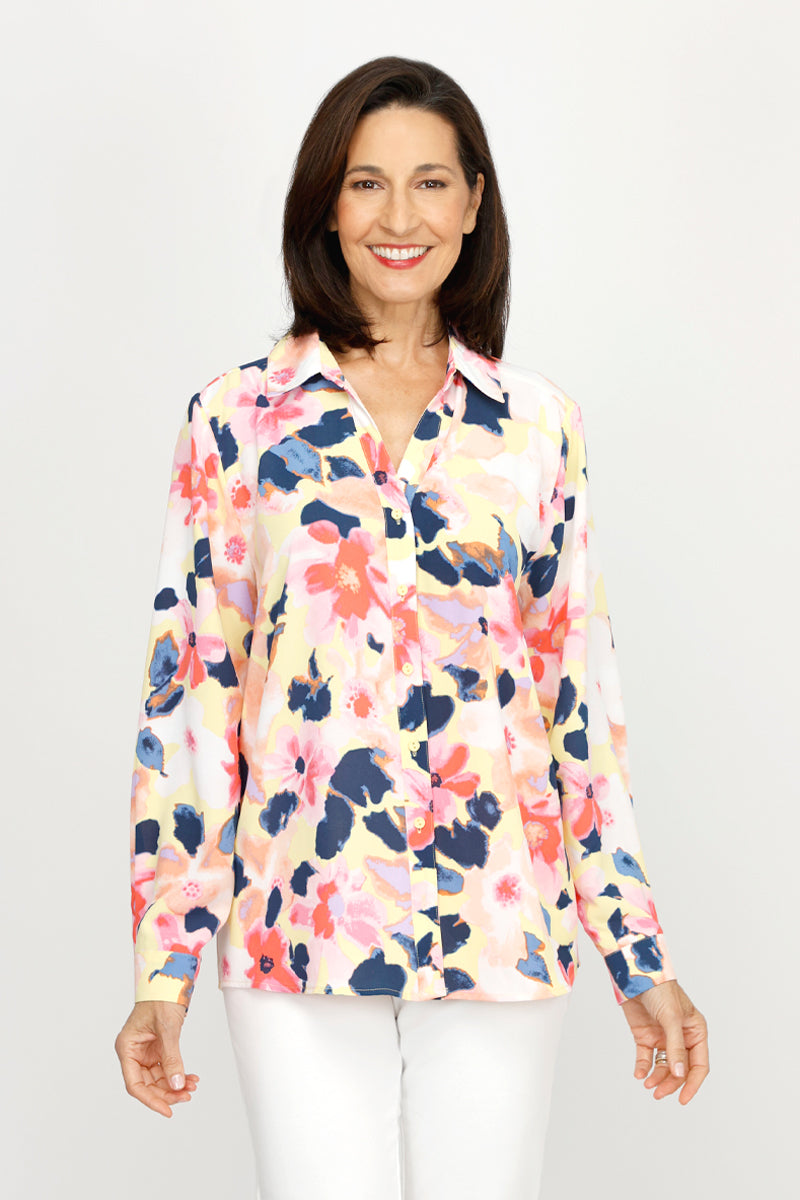 Top Ligne Flowers Airflow Button Down Shirt - Lightweight & Breathable for Men - Perfect for Casual Wear, Office & Outdoor Activities