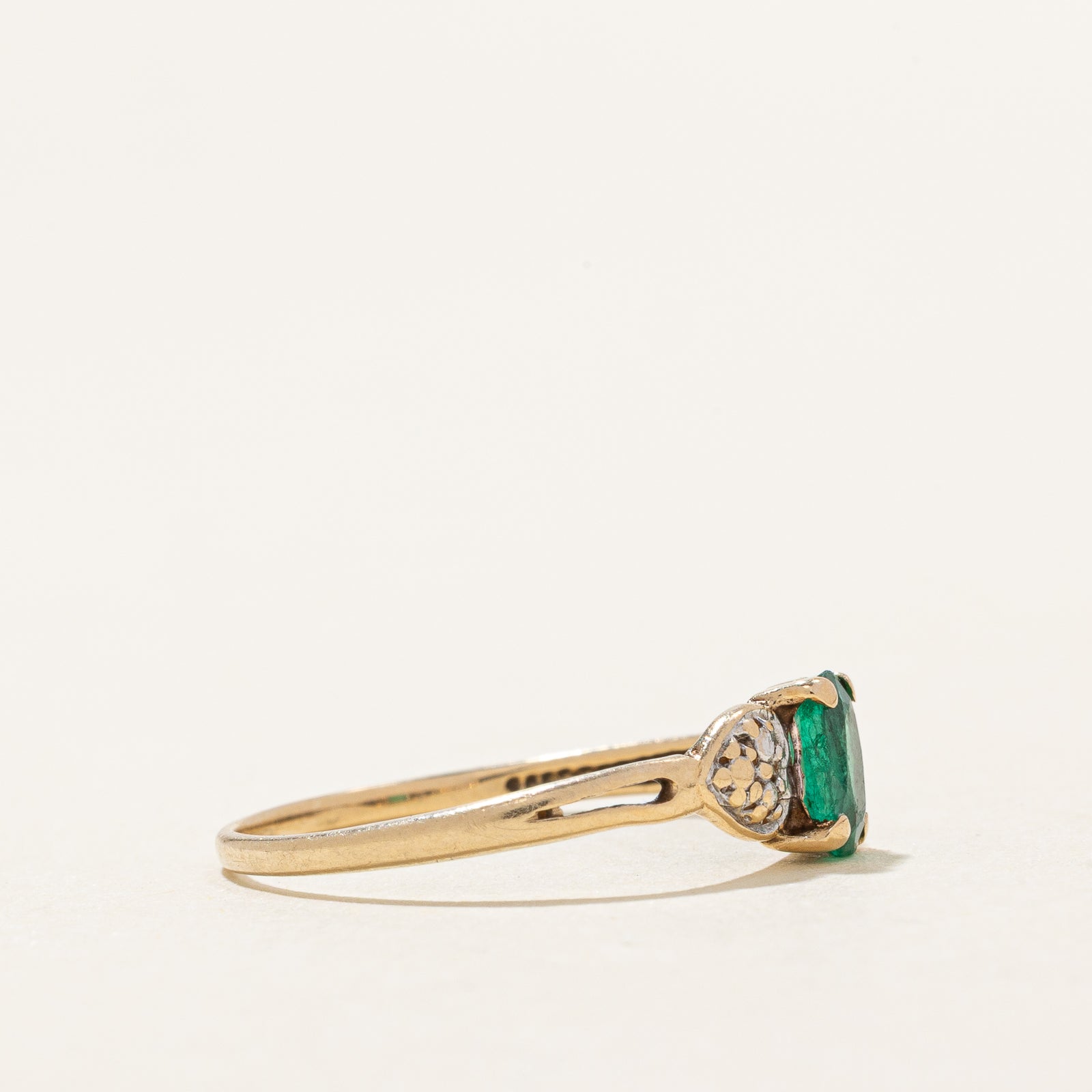 0.35ct Oval Cut Emerald Heart Ring - Size 6.75 | Elegant Jewelry for Valentine's Day, Anniversary & Proposal Gifts