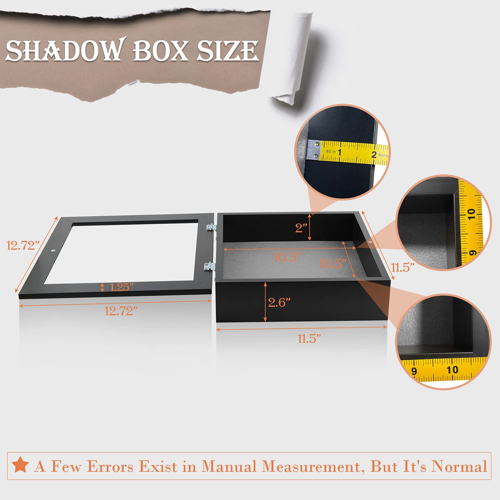 Golden State Art 11x11 Shadow Box Frame Display Case - 2 Inch Depth, Black (2 Pack) - Perfect for Collages, Collections, Mementos, Wedding Decor, Graduation Keepsakes & Wall Display