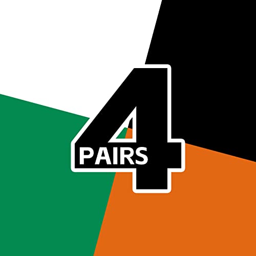 4 Pairs:black,white,orange,green