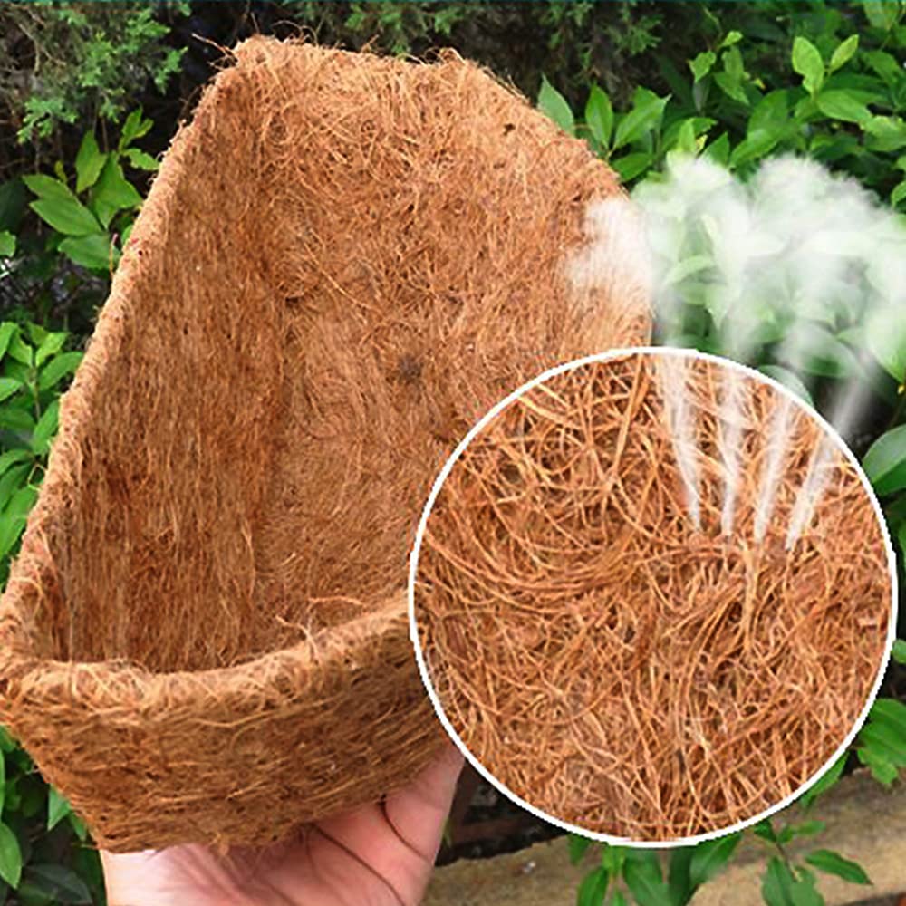 2pcs Thick Coco Coir Liners for Hanging Baskets - 10 Inch Semicircle Coconut Fiber Plant Basket Liners, Insulating Flower Pot Basket Coconut Mat for Indoor/Outdoor Garden Decoration | Perfect for Ferns, Orchids & Hanging Flower Arrangements
