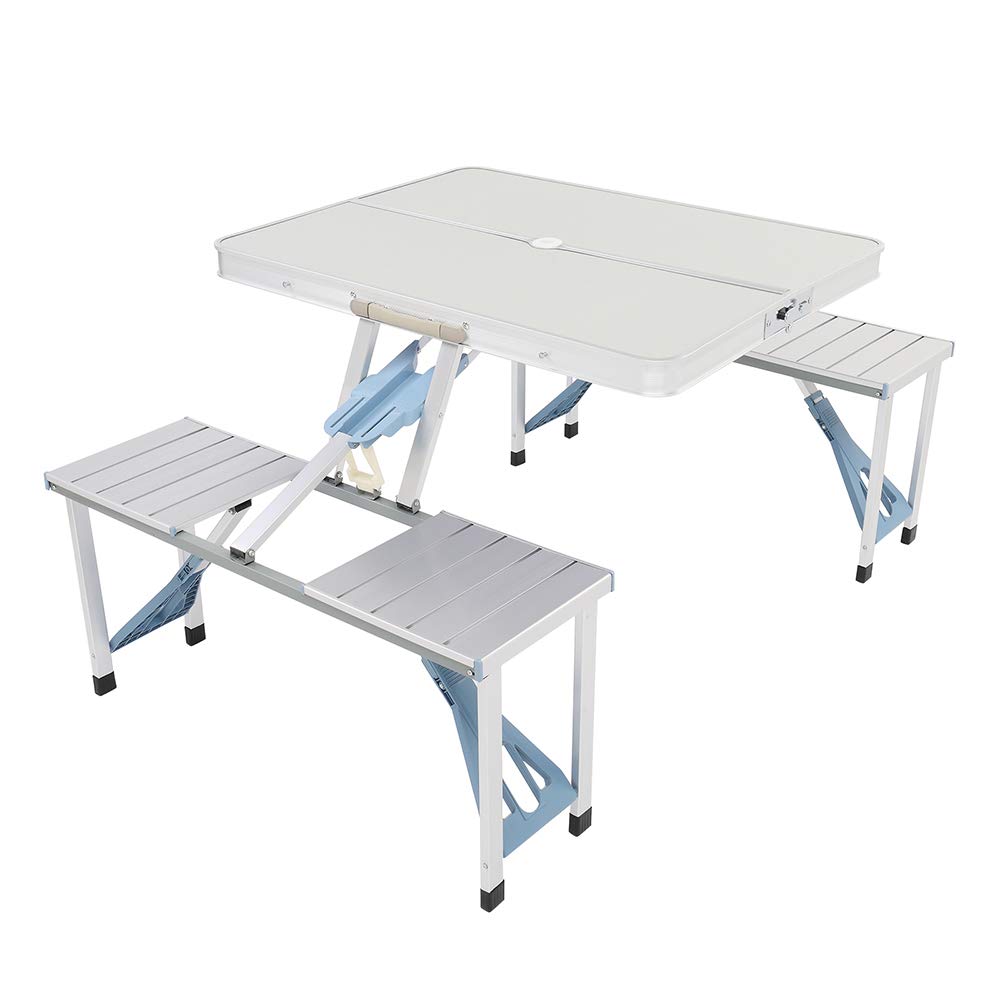 MengK One Piece Folding Table and Chair Set - Portable Aluminum Alloy Outdoor Camping Furniture for Picnic, Beach, Backyard & Travel