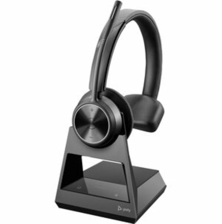Poly Savi 7310 Wireless Office Headset with Noise Cancellation - DECT 1920-1930 MHz & Bluetooth - Microsoft Teams Certified - Monaural Over-the-Head Design - 580 ft Range - 20Hz-20kHz Frequency - Ideal for Remote Work, Call Centers & Video Conferencing