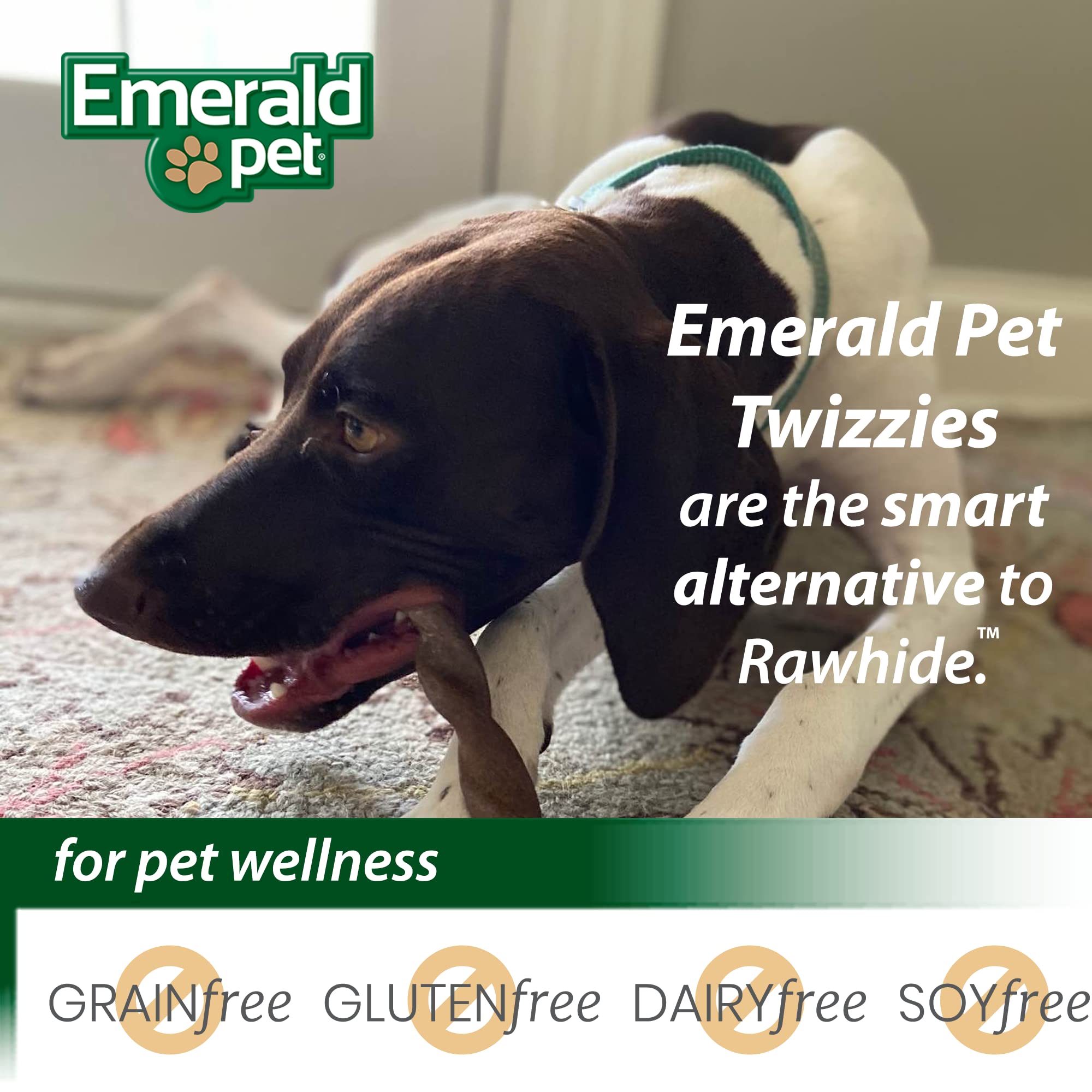 Emerald Pet Twizzies Rawhide-Free 100% Digestible Natural Dog Chew Treats - USA Made Turkey Duck Flavor - 30 Count Box - Long-Lasting Dental Chews for Medium & Large Dogs - Perfect for Training, Teething & Anxiety Relief