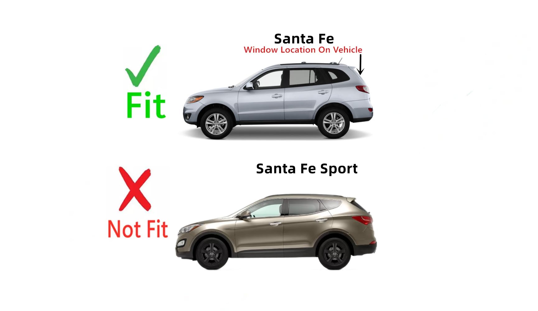 Heated Rear Window Glass Replacement for Hyundai Santa Fe 2007-2012 Models - Defroster for Winter Driving & Improved Visibility