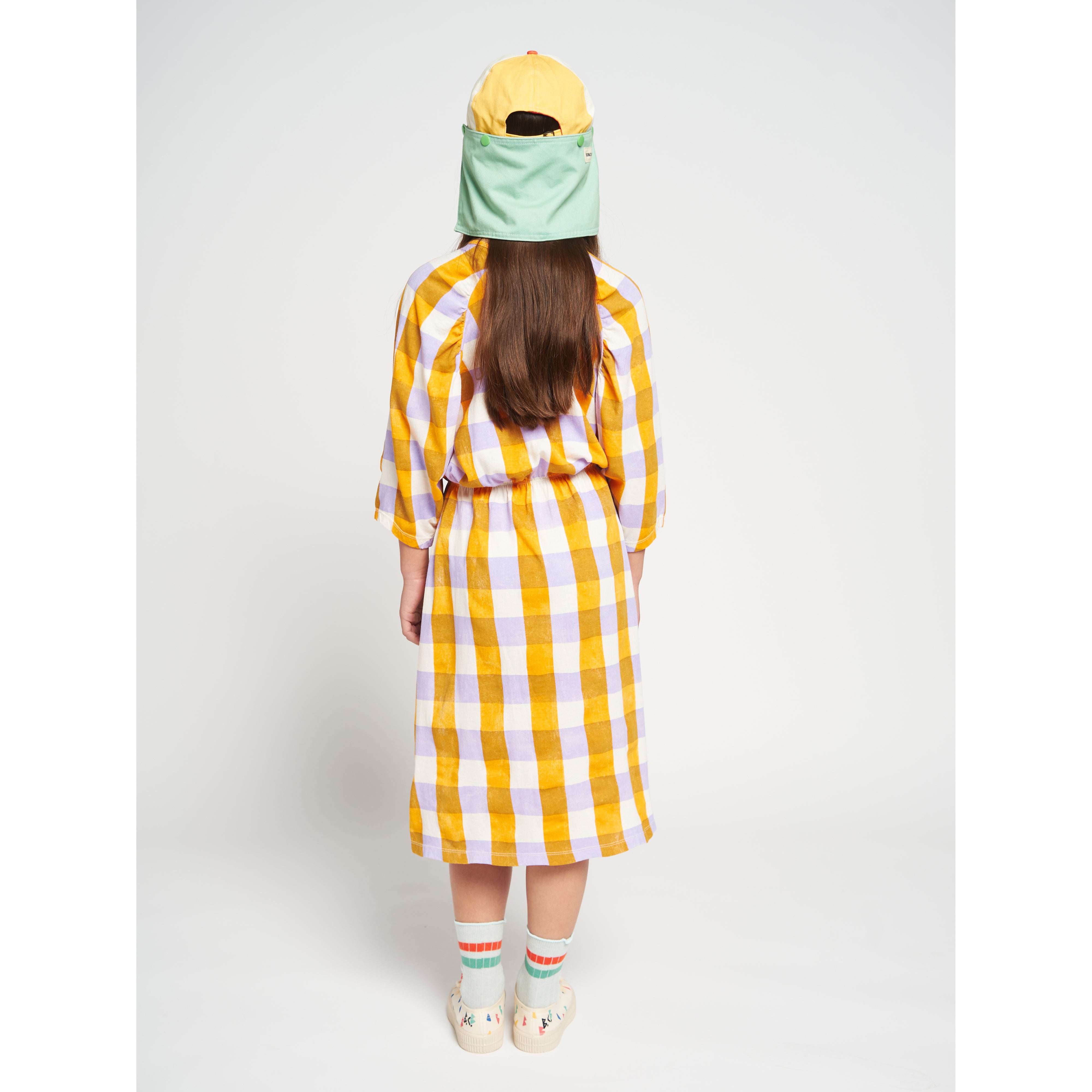 Bobo Choses Checkered Long Sleeve Dress for Girls - Stylish Plaid Cotton Dress for School, Playdates & Special Occasions