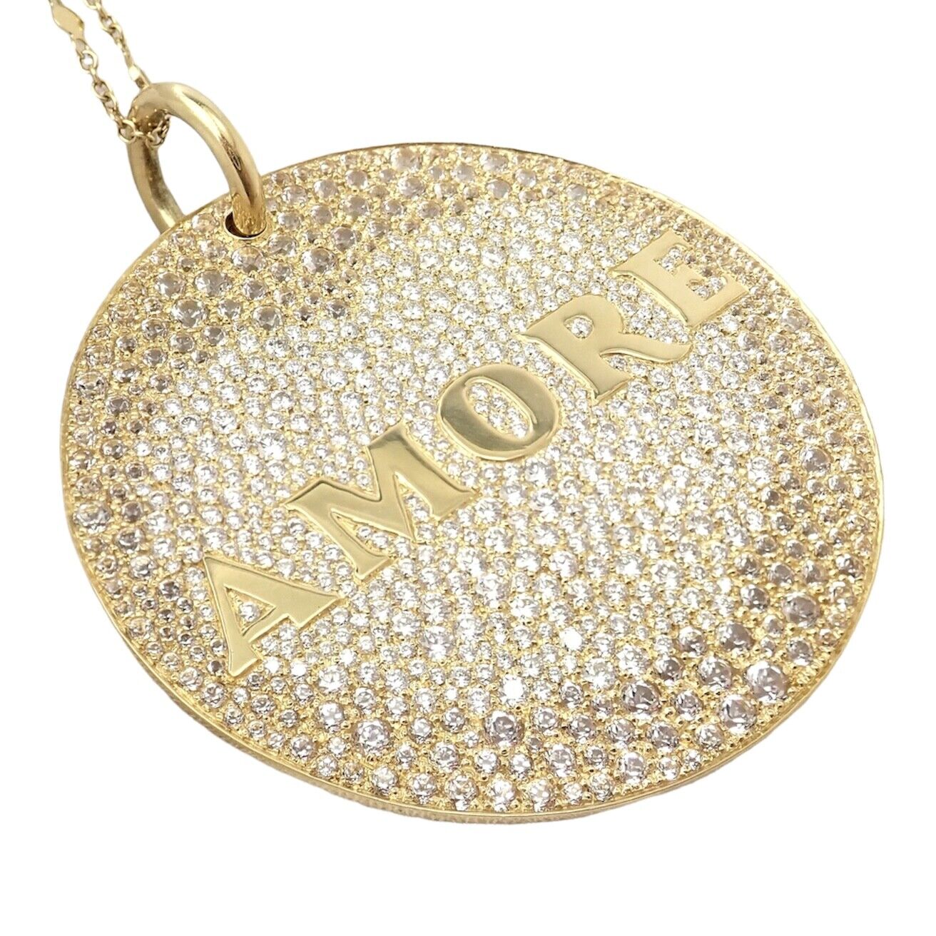Pasquale Bruni 18k Yellow Gold Extra Large Diamond & Sapphire Amore Pendant Necklace for Women - Elegant Jewelry Gift for Anniversary, Valentine's Day & Special Occasions