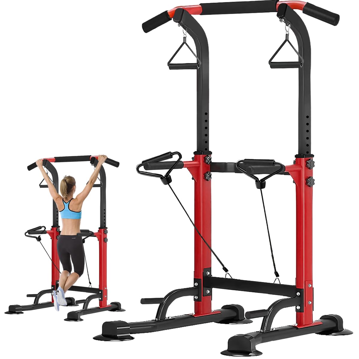 Adjustable Power Tower Pull Up Bar Dip Stand - Multifunctional Home Gym Equipment for Strength Training | Easy Assembly & Durable Design | Perfect for Home Workouts, Calisthenics & Fitness Training