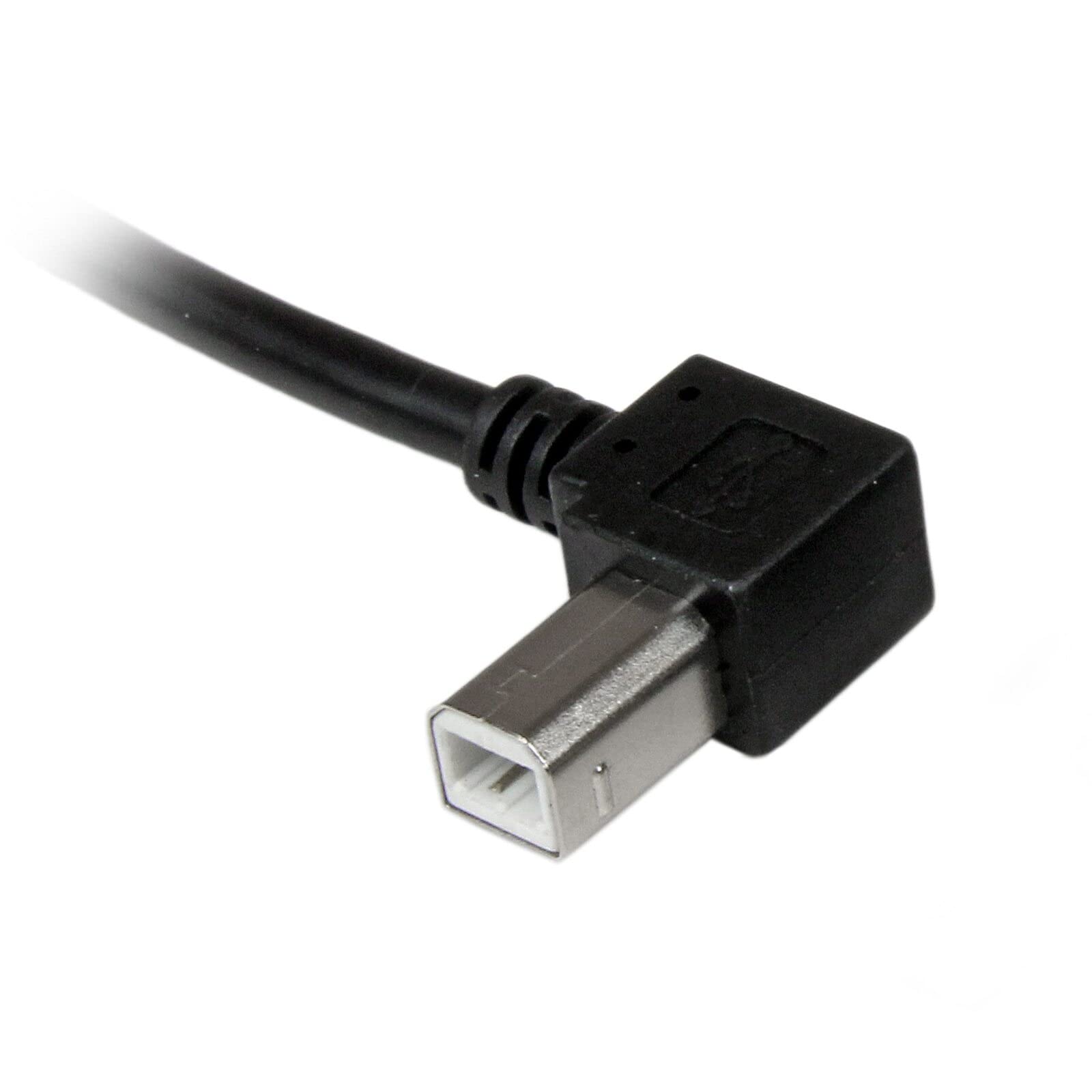 StarTech.com 1m USB 2.0 A to Left Angle B Cable Male to Male - High Speed Printer Scanner Cable for Hard-to-Reach Devices - Perfect for Narrow Spaces, POS Systems, Medical Equipment & Office Setups