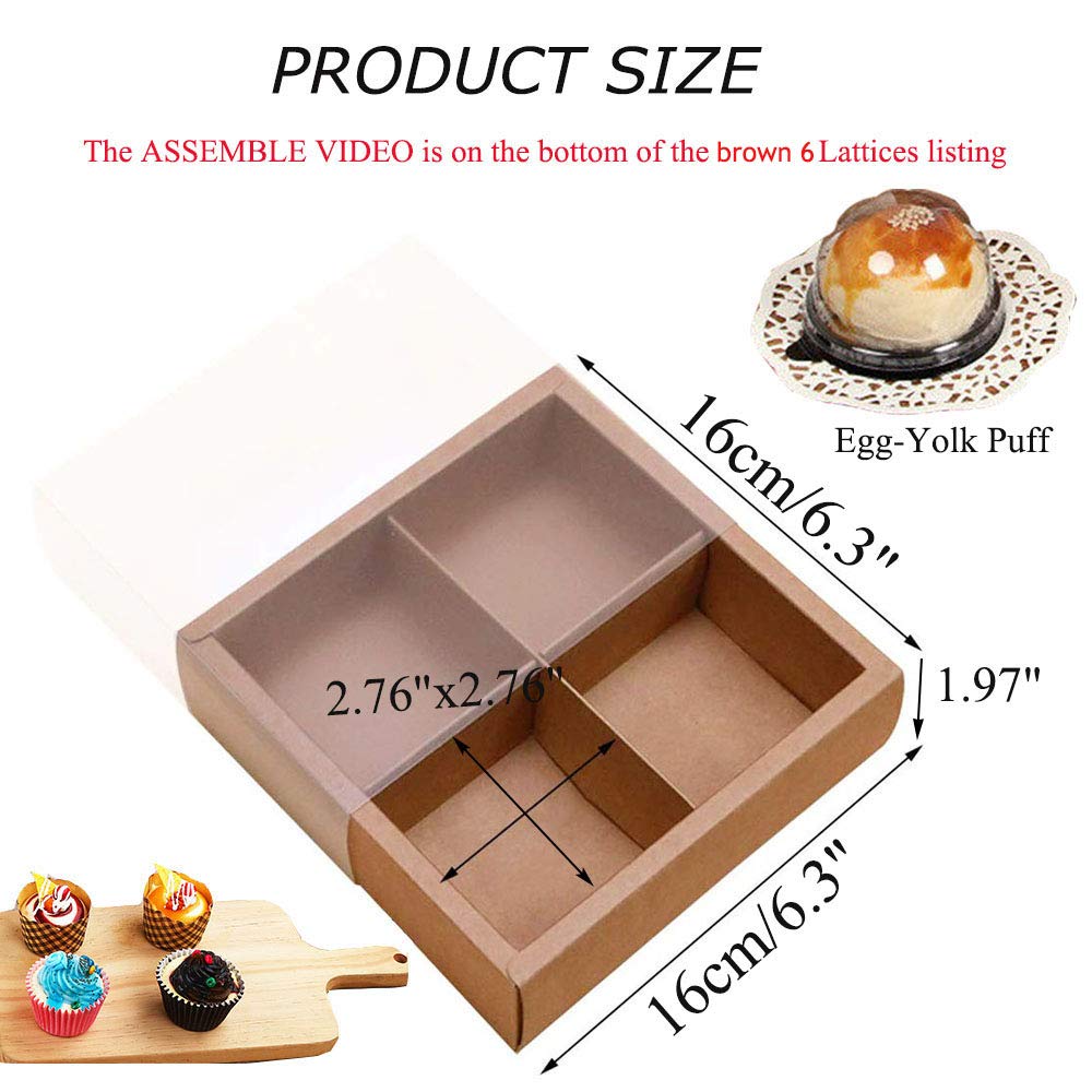 15 Pack Brown Kraft Cupcake Boxes with Inserts & Display Windows - 4 Lattice Baking Containers for Pastries, Cookies & Treats | Perfect for Birthday Parties, Wedding Favors & Gift Packaging