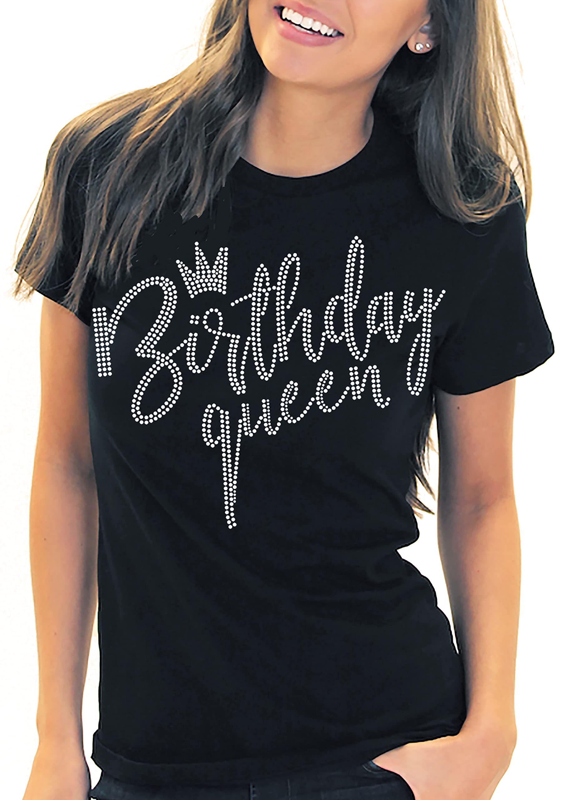 Sparkling Rhinestone Birthday Sash Shirts for Women - Elegant Birthday Queen & Squad T-Shirts - Perfect Birthday Gifts for Women | Great for Parties, Bachelorette & Girls Night Out