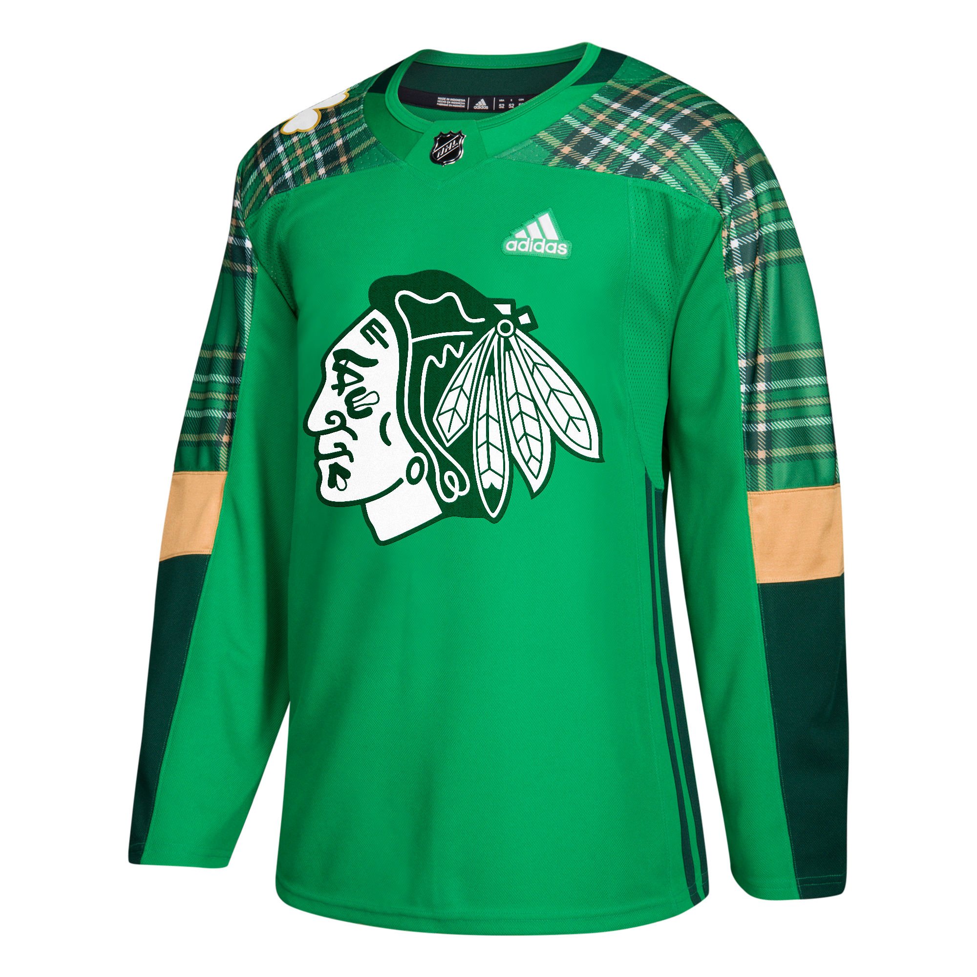 Adidas Chicago Blackhawks NHL 2018 St. Patrick's Day Jersey for Men - Medium Green Hockey Jersey - Perfect for Game Day, St. Patrick's Day Celebrations & Sports Fan Gifts