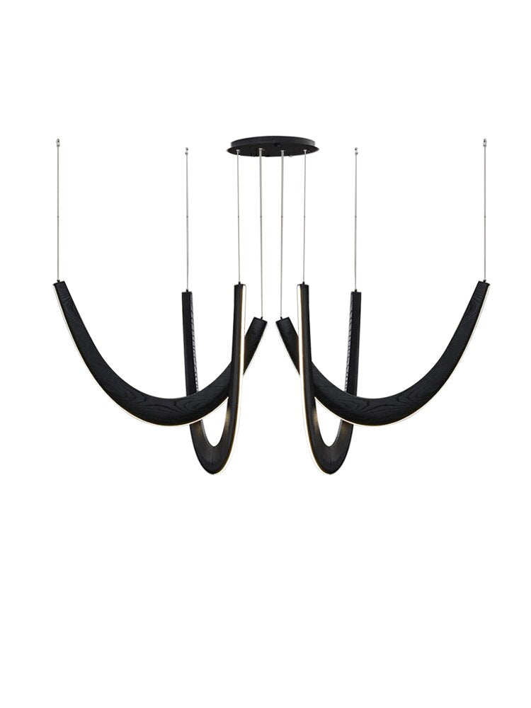 Handcrafted Solid Oak Wood Loops Chandelier - Elegant Rustic Ceiling Light Fixture for Dining Room, Living Room & Bedroom Decor