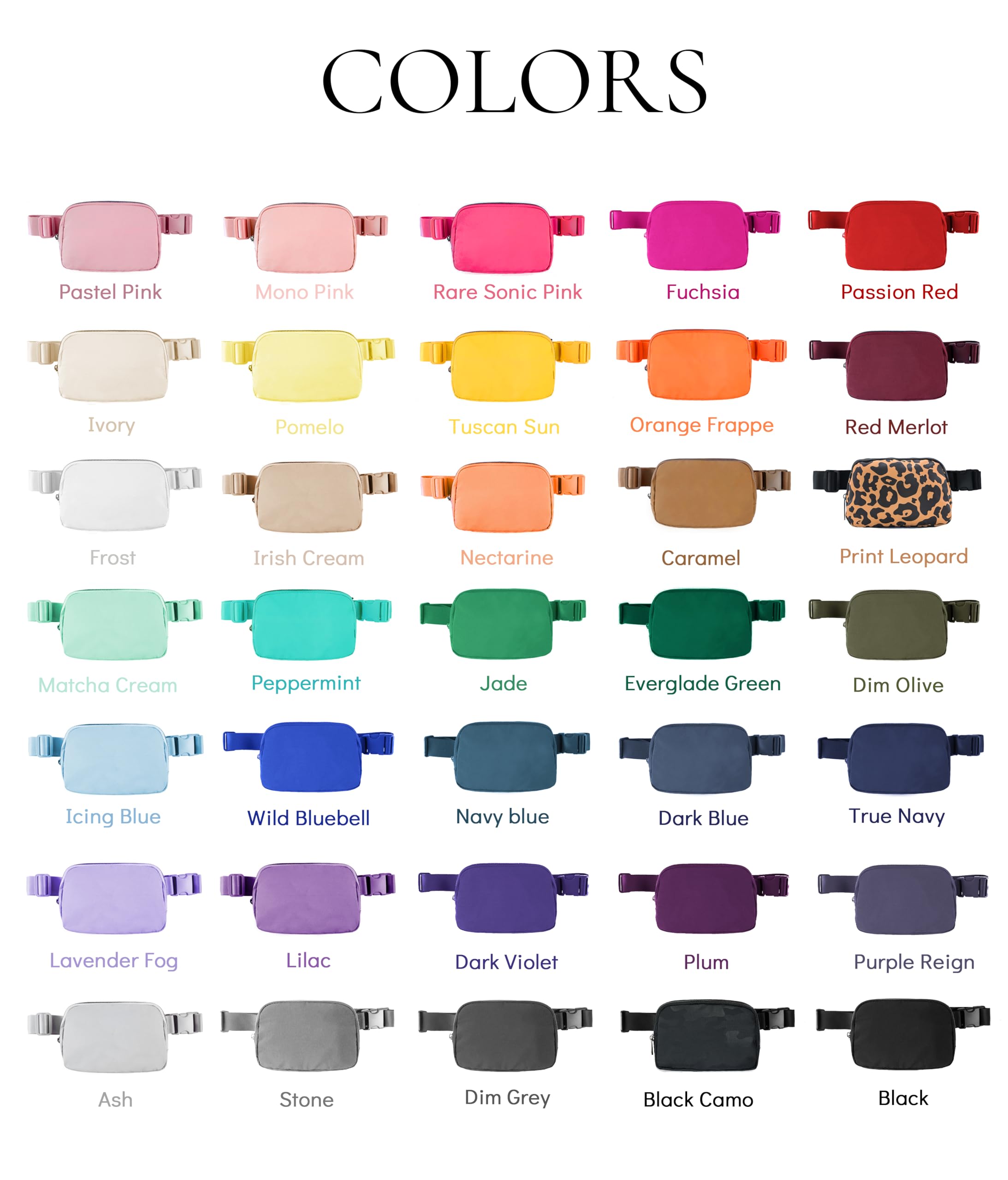 Trendy Waterproof Fanny Pack Crossbody Bag for Women & Men - Small Sling Waist Pack, Chest Bum Hip Bag - Perfect for Travel, Running, Gym & Outdoor Activities (Lulu Dupes)