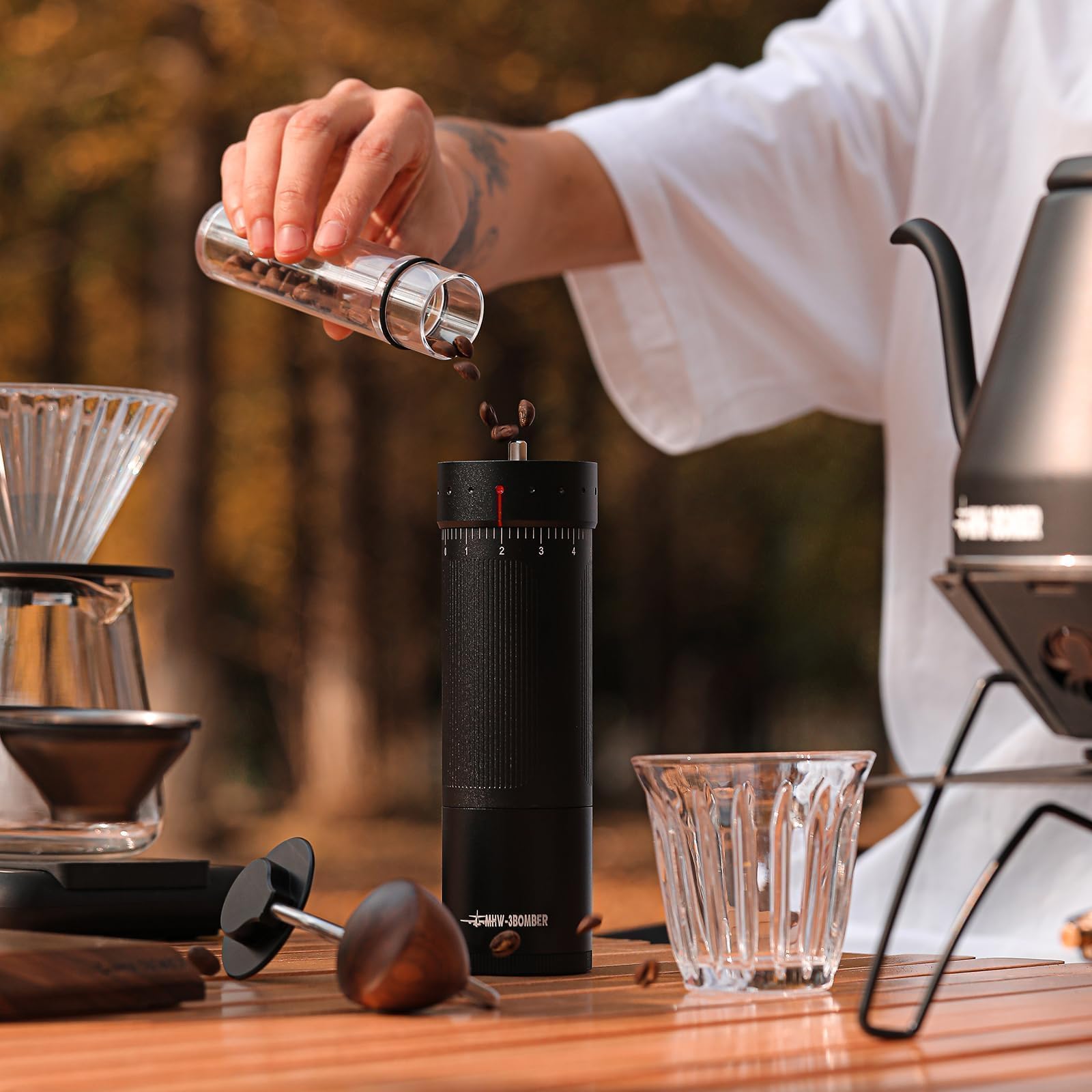 Premium Manual Coffee Grinder - Adjustable Stainless Steel Conical Burr for French Press, Drip, Espresso | Portable Hand Coffee Bean Mill with Magnetic Catch Cup | Perfect for Home, Office & Travel Brewing
