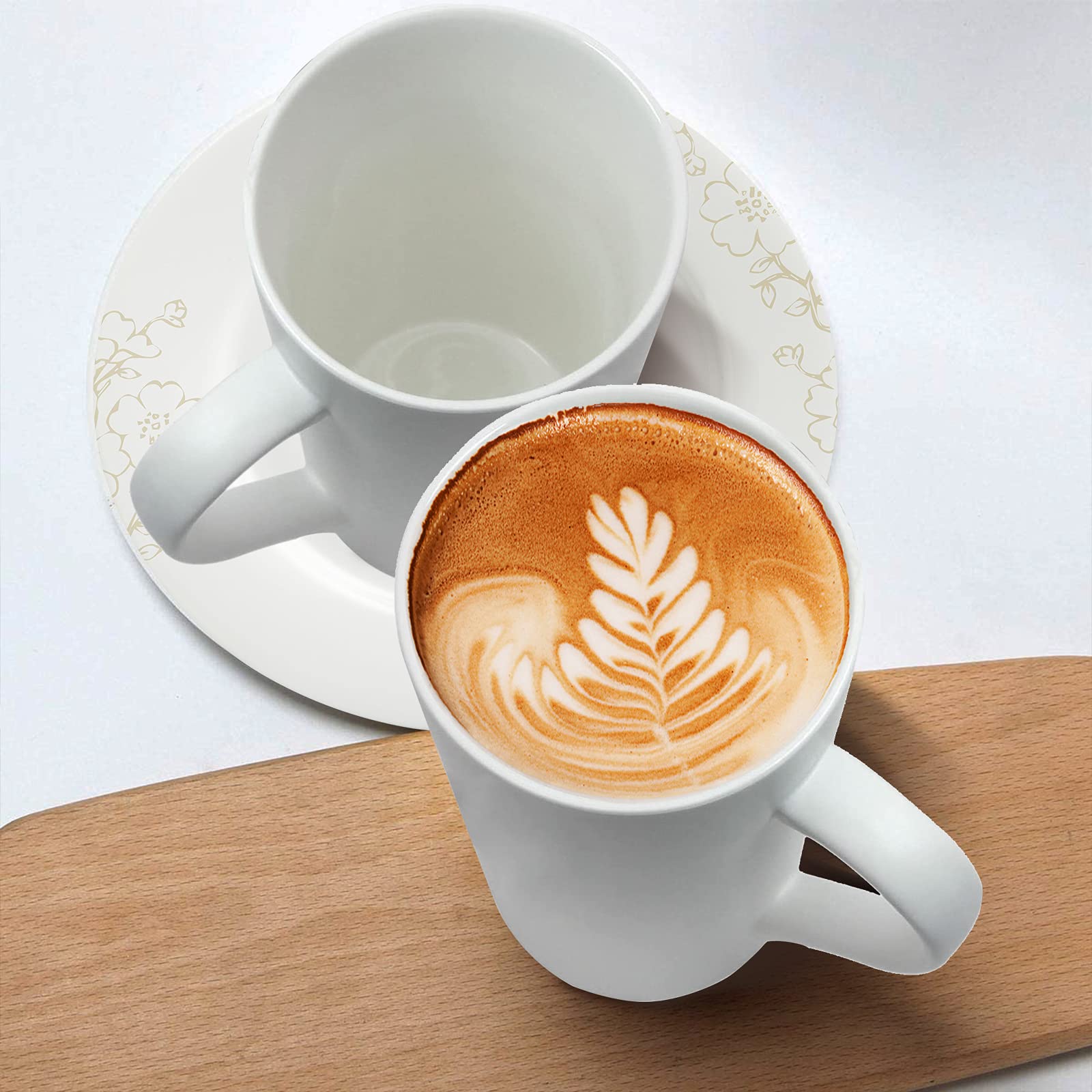 20oz Porcelain Coffee Mugs Set - Large Ceramic Mugs with Handle for Tea, Coffee & Hot Chocolate - Pure White Drinking Cups for Home, Office & Restaurant Use