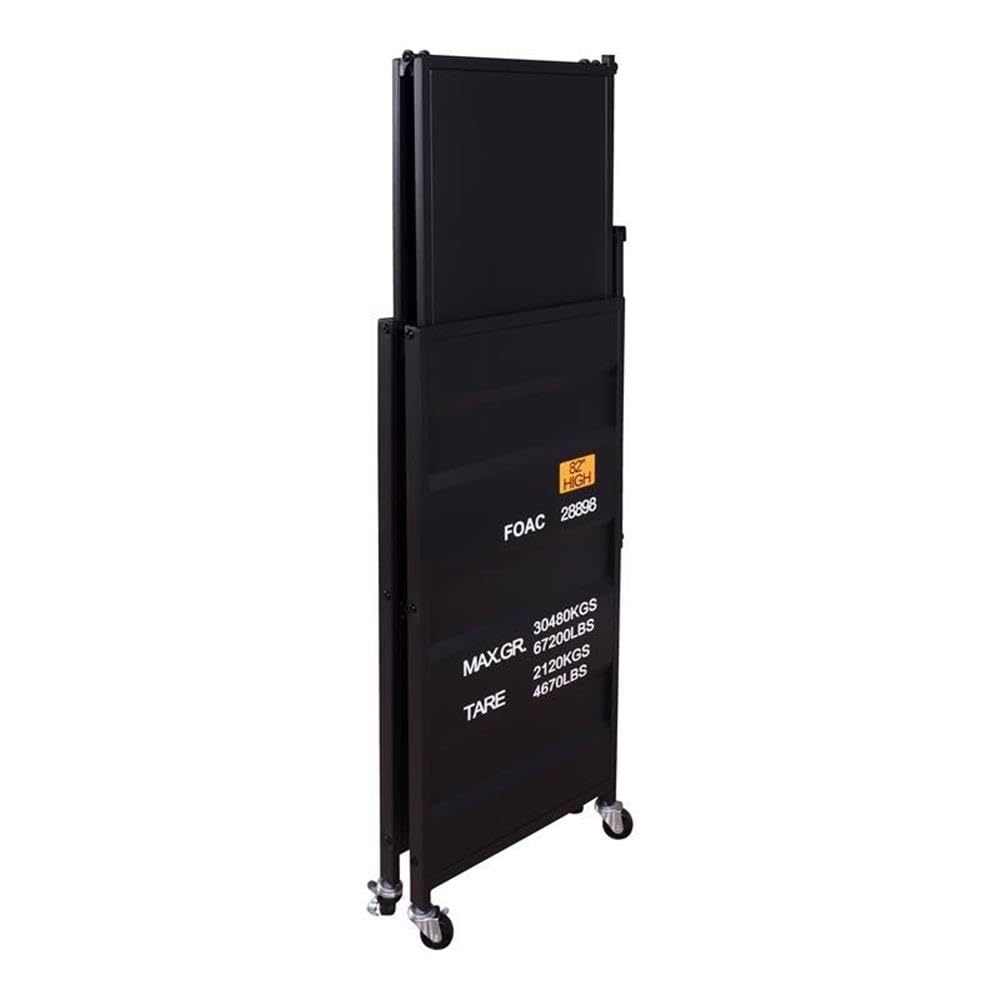 Furniture of America Lionna Black Metal Folding Bookcase with Wheels - Portable Storage Solution for Home, Office & Dorm Organization