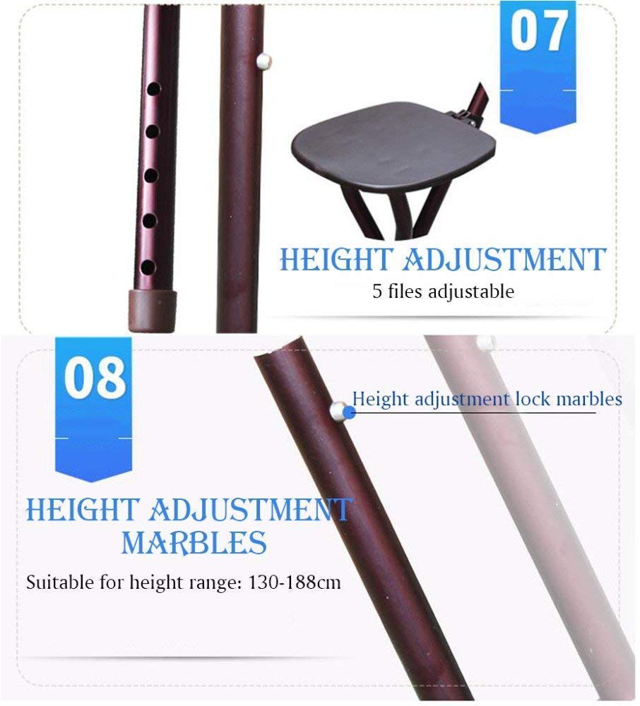 Foldable Walking Stick with Seat & Light - Non-Slip Cane for Elderly & Hiking - Portable Mobility Aid for Outdoor Activities & Daily Support
