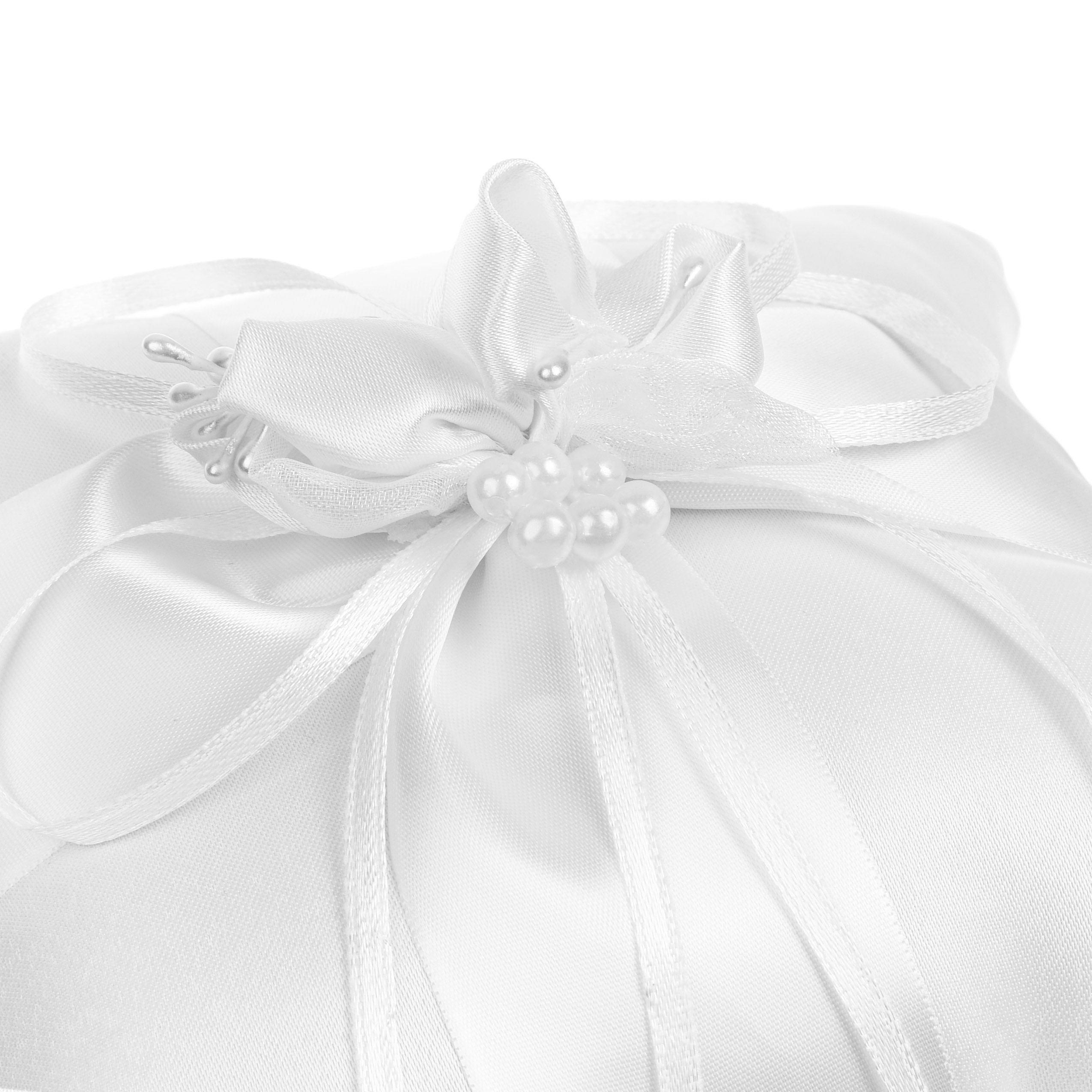 Elegant Cosmos Satin Wedding Ring Pillow with Ribbons - Ring Bearer Cushion for Bridal Ceremonies - Perfect for Church, Beach & Outdoor Weddings