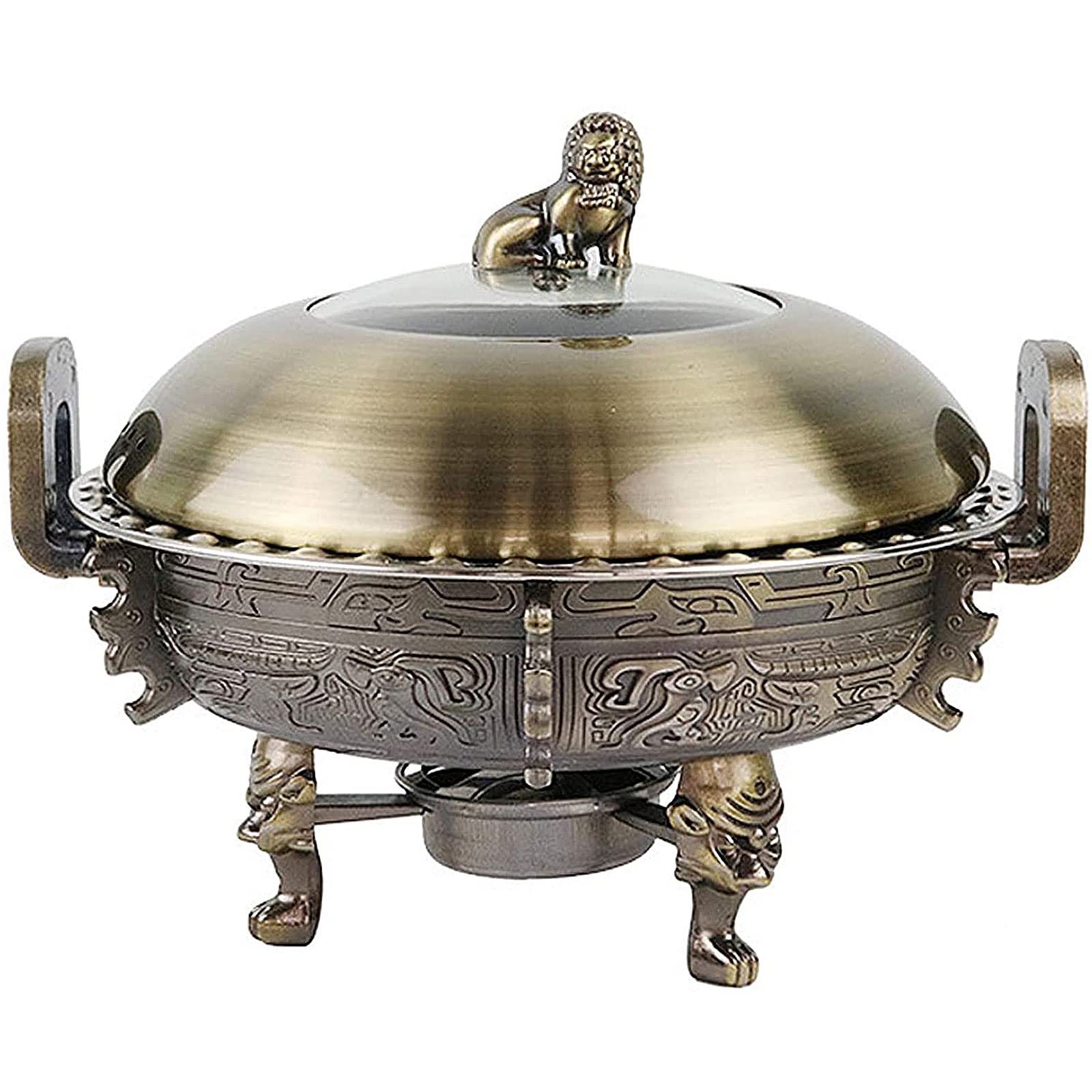 3L Round Stainless Steel Chafer Buffet Warmer with Food Pans & Aluminum Stand - Perfect for Catering, Weddings, Banquets, Parties & Buffet Events (Bronze Color) | Keep Food Warm at Events & Home Gatherings