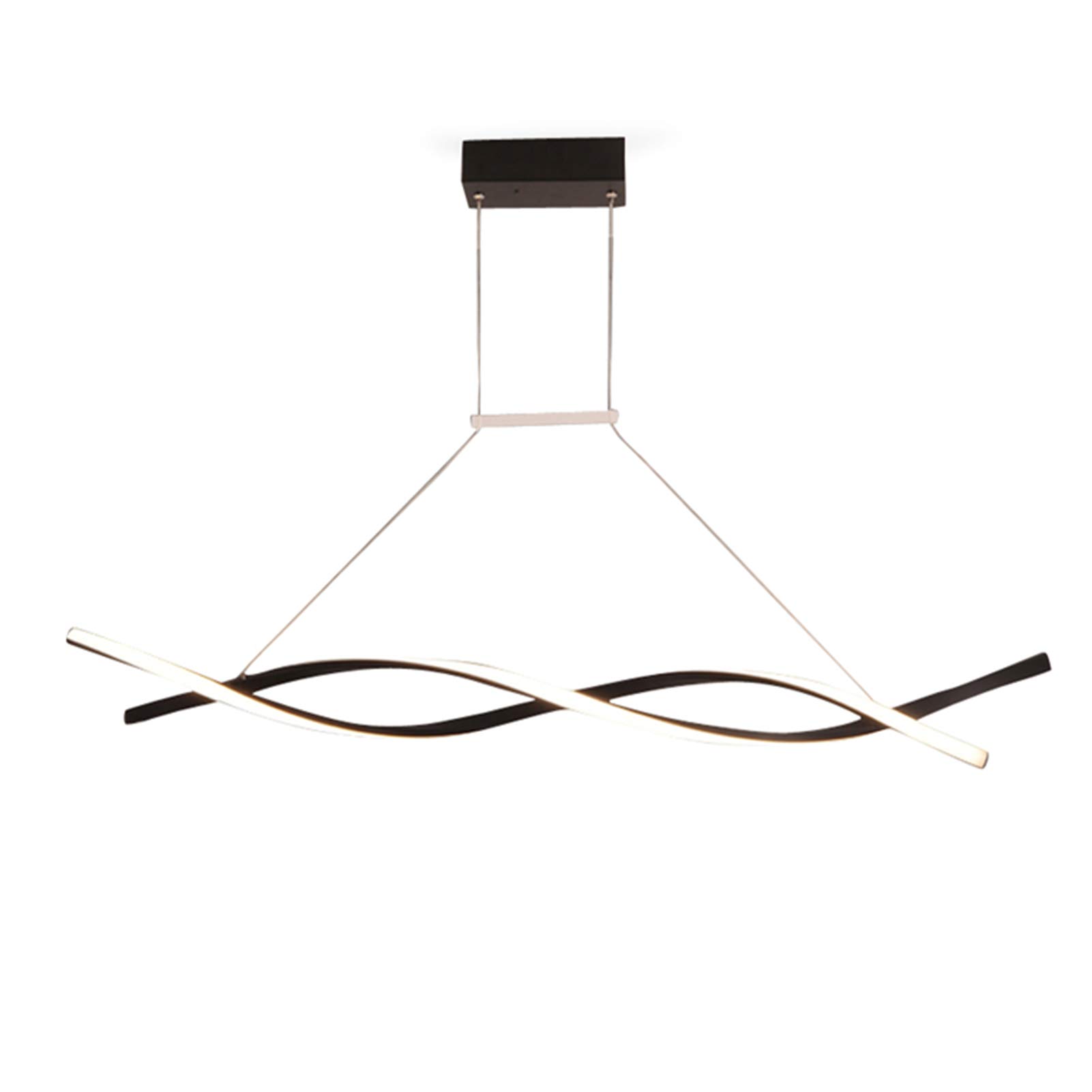 TFCFL 100cm LED Linear Chandelier - Modern Minimalist Dining Room Pendant Light with Warm White Lighting, Black Finish | Perfect for Restaurants, Kitchens & Contemporary Home Decor