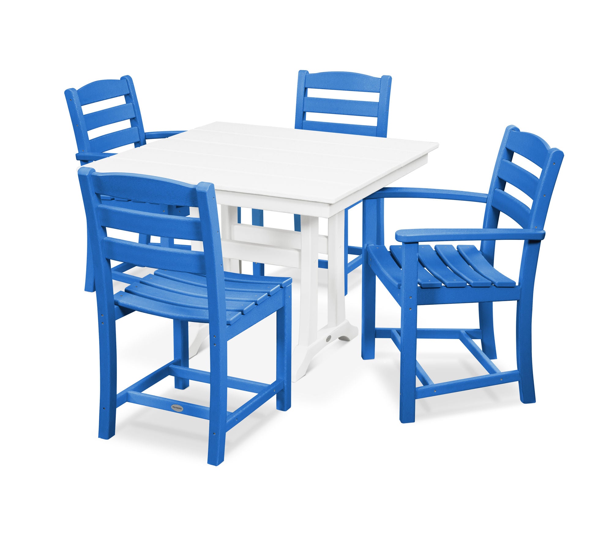 POLYWOOD La Casa Café 5-Piece Farmhouse Trestle Dining Set - Outdoor Patio Furniture for Garden, Backyard, and Poolside Dining