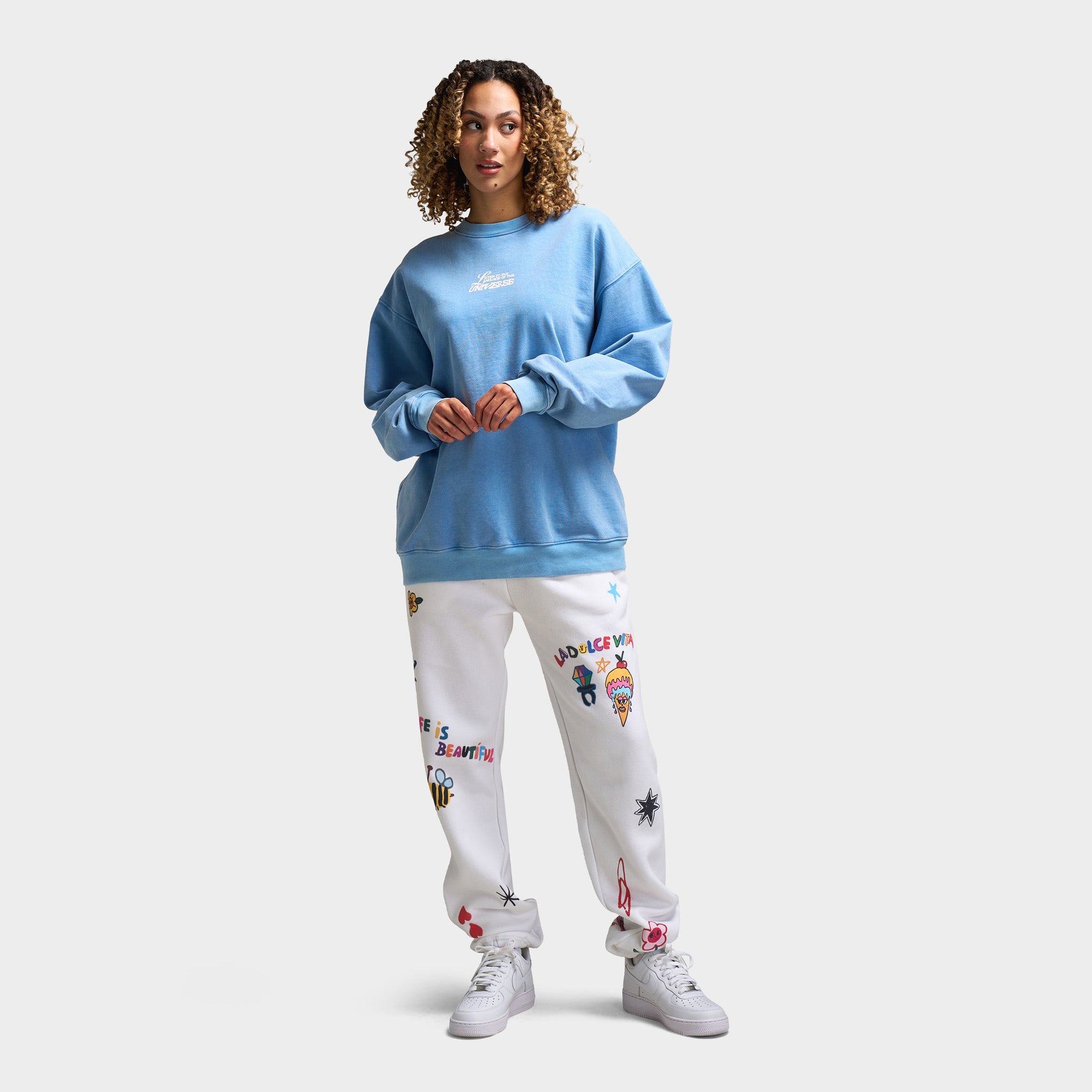 Mayfair Women's Angel Number Crewneck Sweatshirt - Soft Blue Cotton Pullover for Casual Wear & Everyday Comfort
