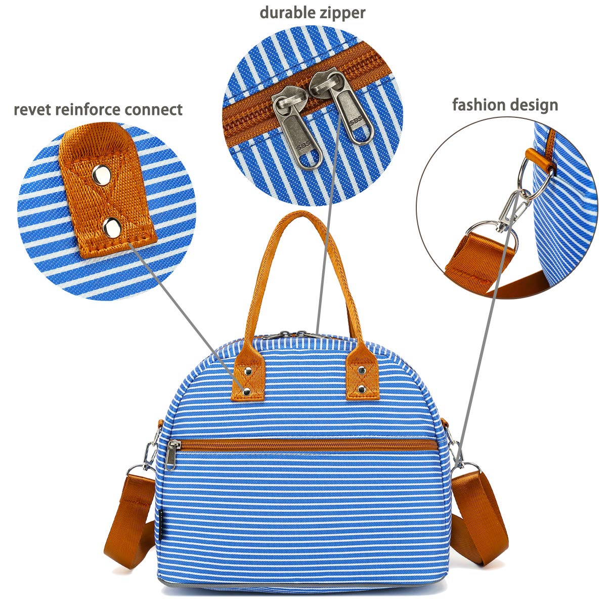 FlowFly Insulated Lunch Bag with Shoulder Strap - Large Reusable Freezable Lunch Tote for Men, Women & Kids - Perfect for Work, School, Picnics & Meal Prep - Royal Blue