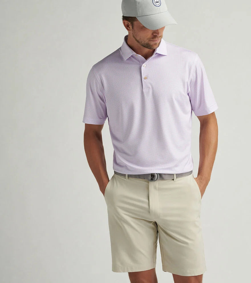 Peter Millar Men's Phoenix Performance Jersey Polo Shirt - Moisture Wicking, Breathable Golf & Casual Shirt in White/Cottage Blue - Perfect for Golf, Tennis & Business Casual Wear